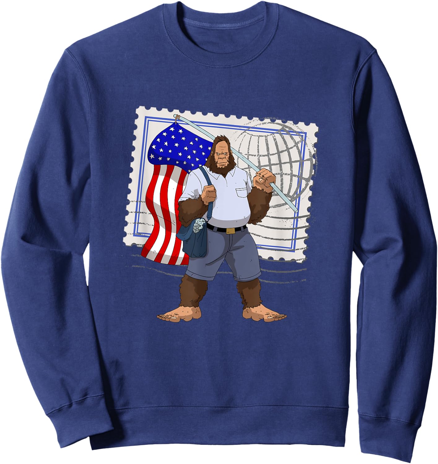 Bigfoot American Flag Protect US Postal Service Sweatshirt - Sweatshirt | Navy