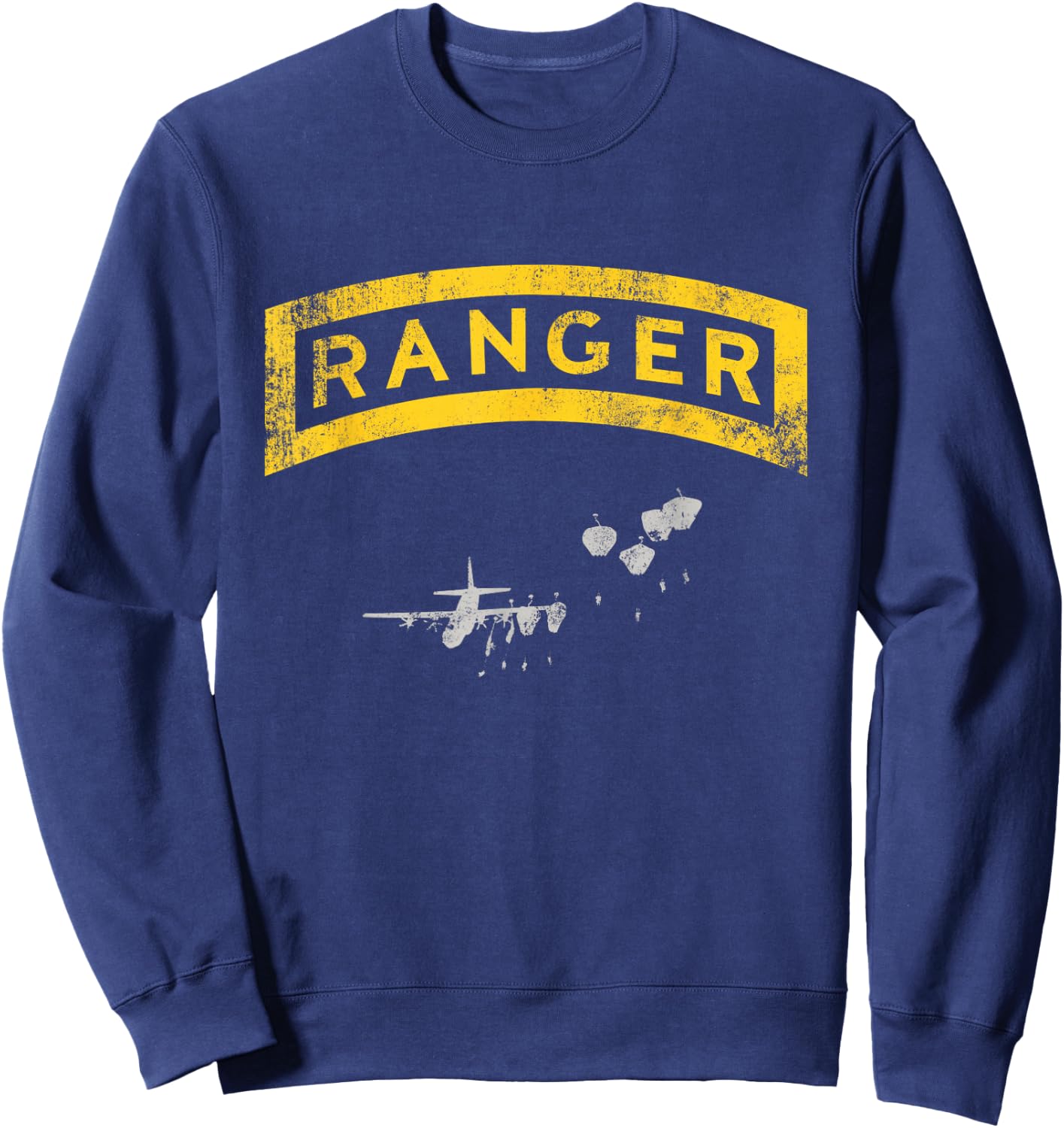 US Army Ranger Tab Airborne Ranger Military Veteran Vintage Sweatshirt - Sweatshirt | Navy