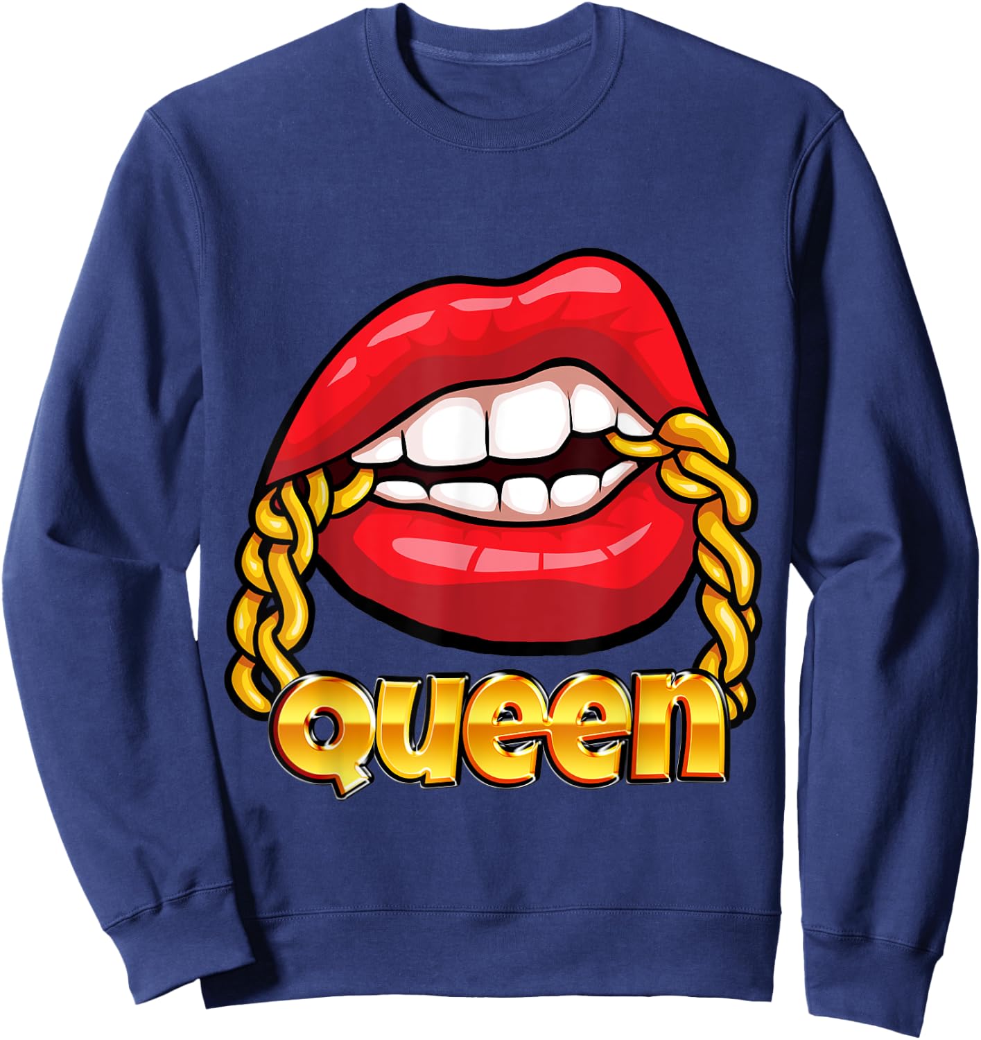 Juicy Lips Gold Chain Queen Sweatshirt - Sweatshirt | Navy