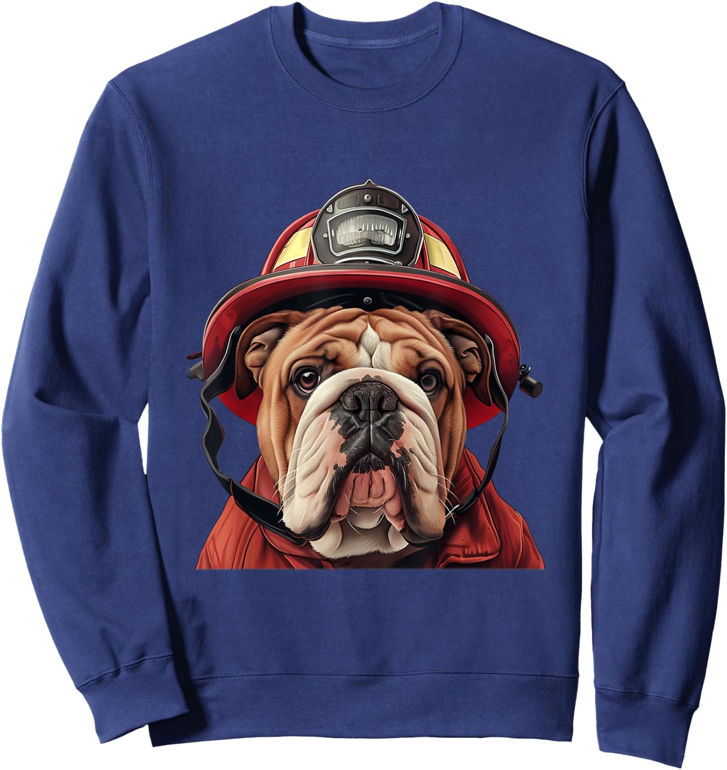 English Bulldog Firefighter Hat Firehouse Fireman Dog Sweatshirt - Sweatshirt | Navy