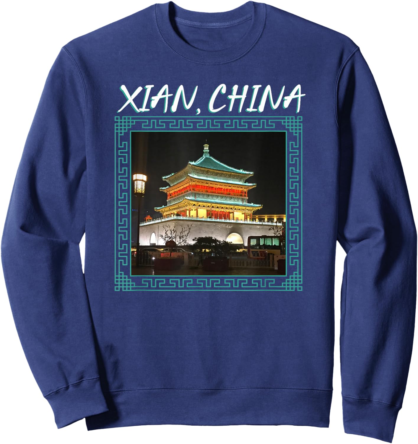 China's Ancient Xian Bell Tower Sweatshirt - Sweatshirt | Navy