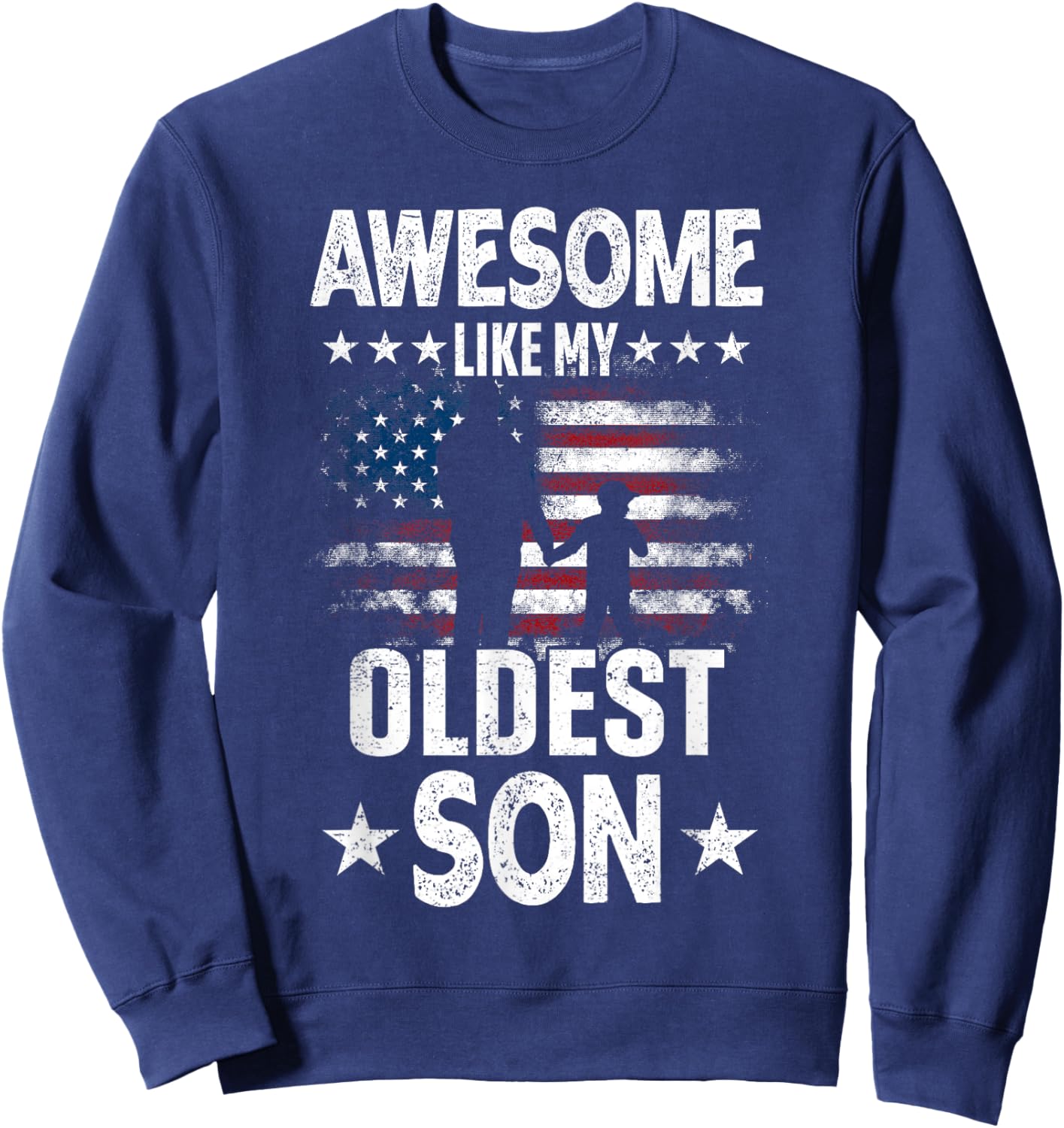 Awesome Like My Oldest Son Vintage Usa Flag Fathers Day Kids Men Sweatshirt - Sweatshirt | Navy