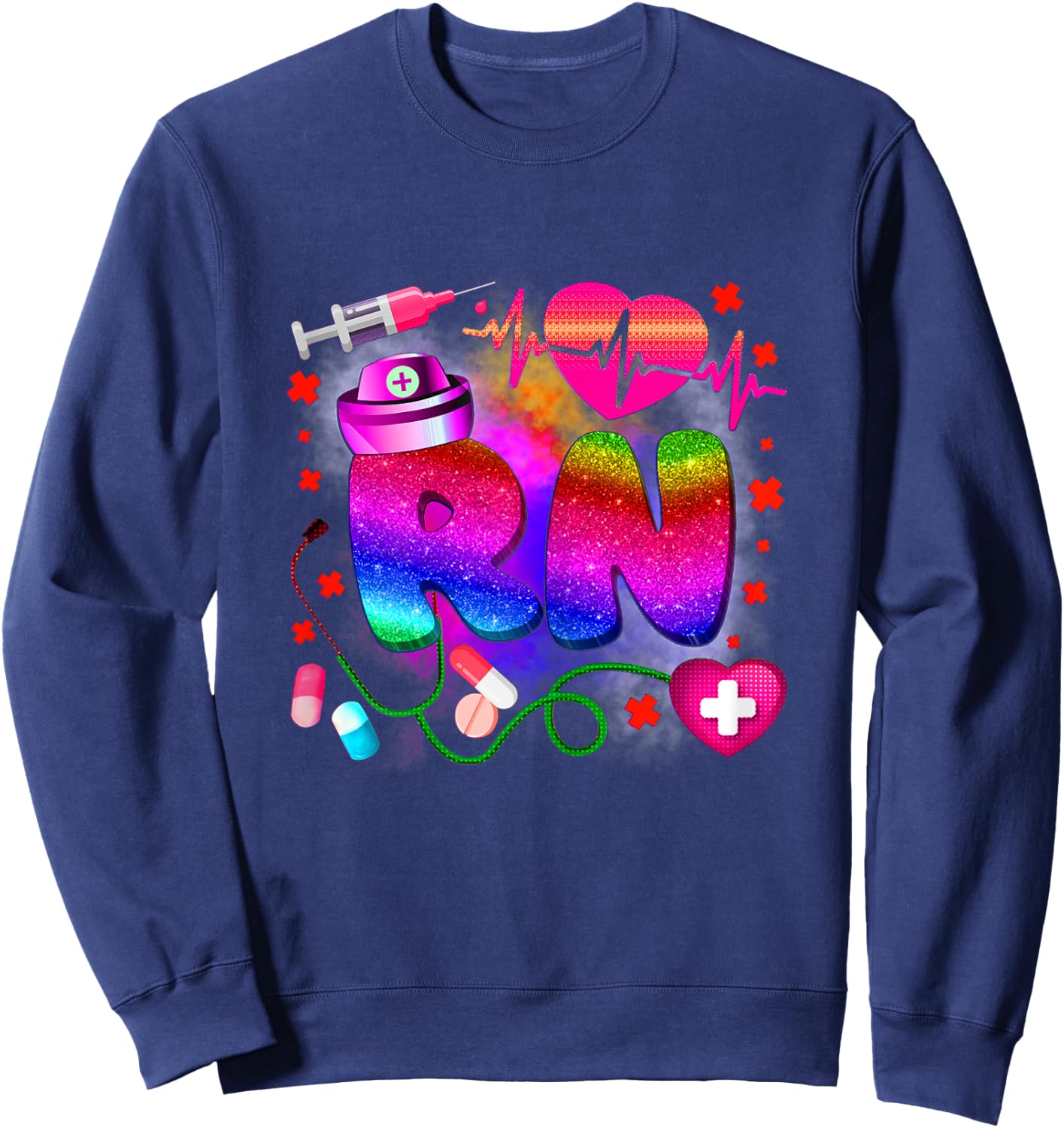 Registered Nurse RN - Tie Dye Registered Nurse Funny RN Sweatshirt - Sweatshirt | Navy