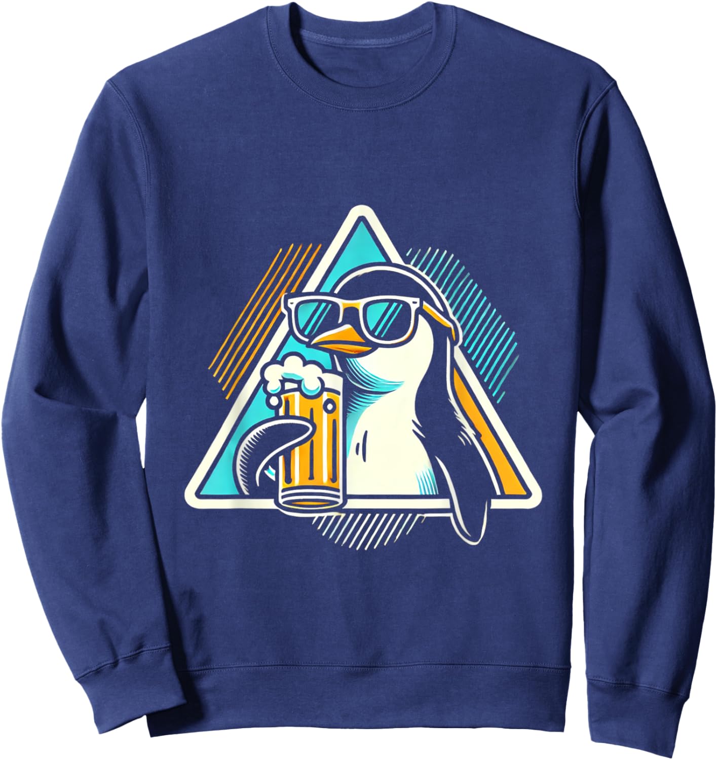 Beer Drinking Summer Holiday Sunglasses Penguin Women Sweatshirt - Sweatshirt | Navy