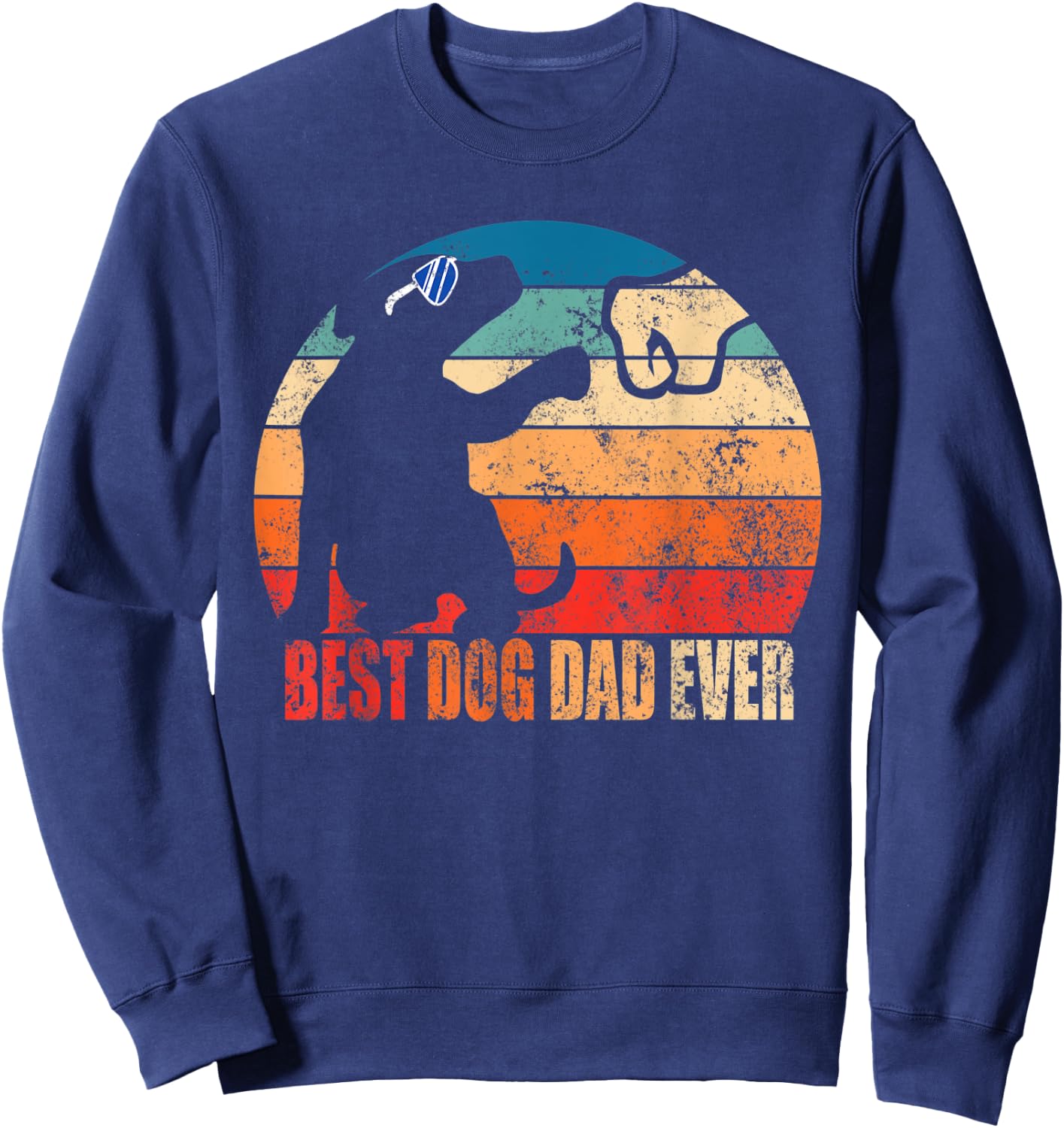 Best Dog Dad Ever Fist Bump Retro Daddy Gift Son Daughter Men Women Kids Sweatshirt - Sweatshirt | Navy