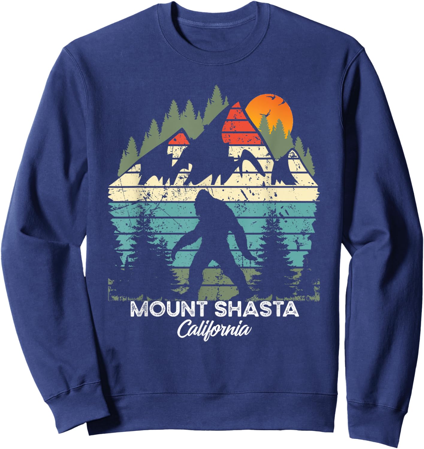 Vintage Mount Shasta California National Park Retro 80's Sweatshirt - Sweatshirt | Navy