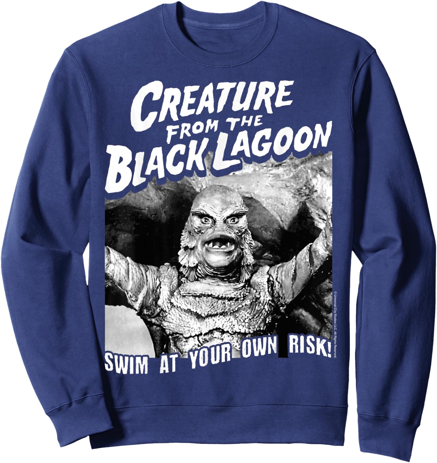 Universal Monsters Black Lagoon Swim At Your Own Risk Sweatshirt - Sweatshirt | Navy