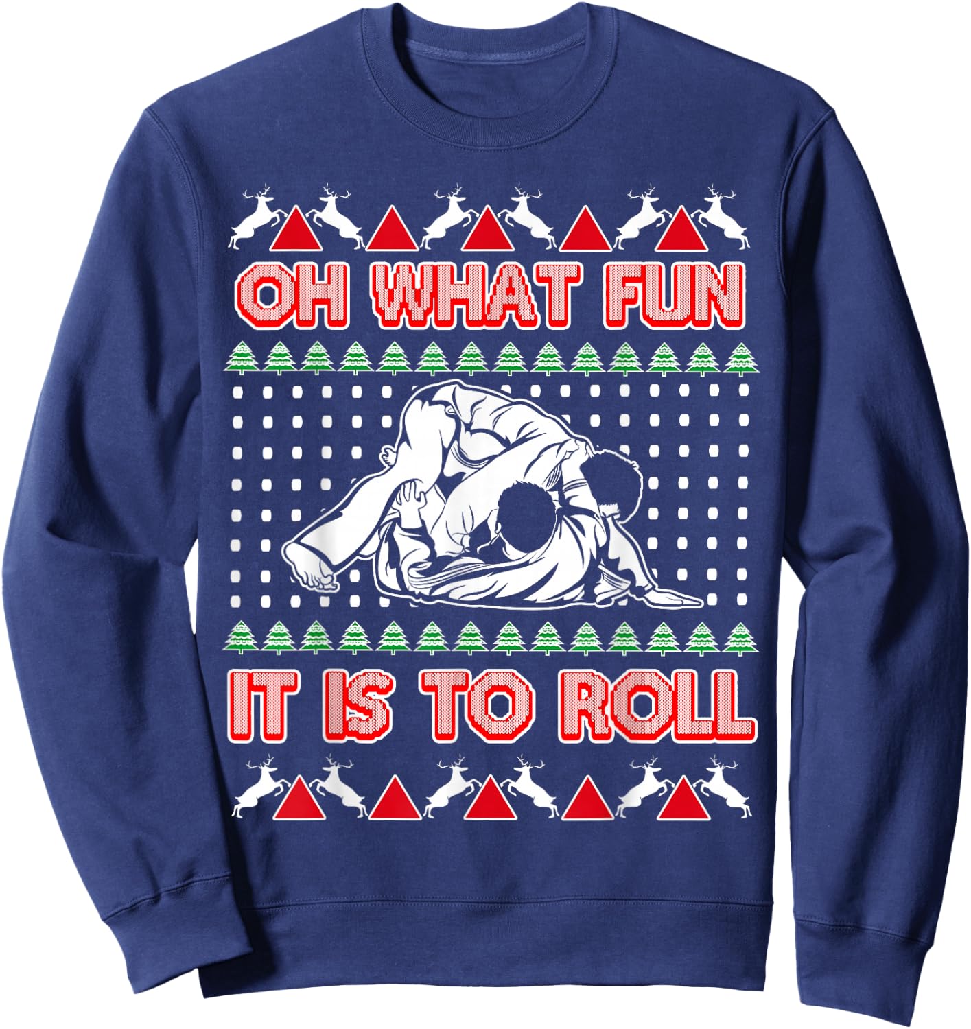 Jiu Jitsu BJJ Ugly Christmas Sweater MMA Funny Xmas Sweatshirt - Sweatshirt | Navy