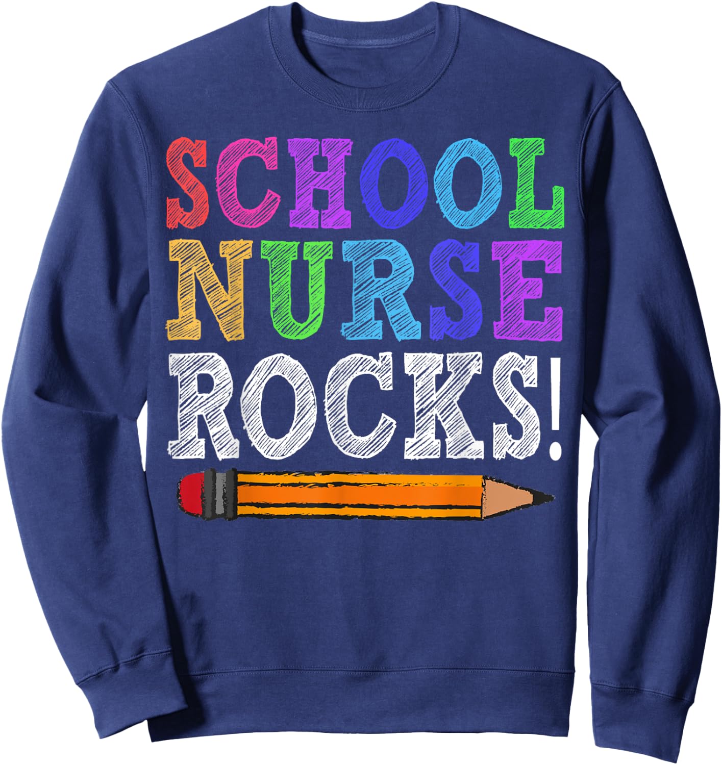 School Nurse Rocks Teacher Funny Back To School Women Girls Kids Sweatshirt - Sweatshirt | Navy