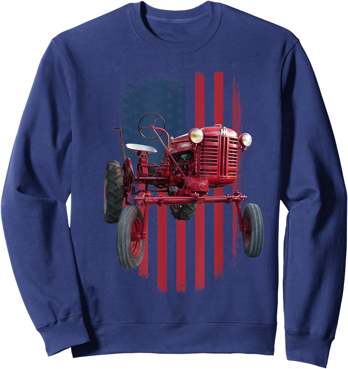 Patriotic Vintage Cub Farm Tractor American Flag USA Pride Men Sweatshirt - Sweatshirt | Navy