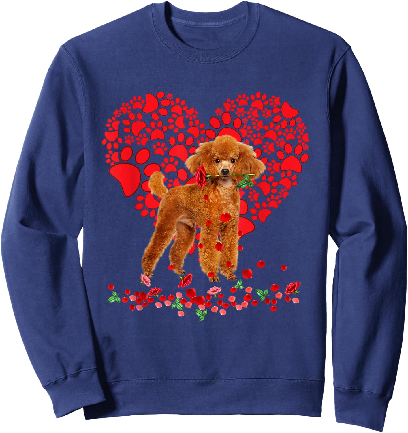 Valentines Poodle Heart Dog Dad Dog Mom Gifts Sweatshirt - Sweatshirt | Navy