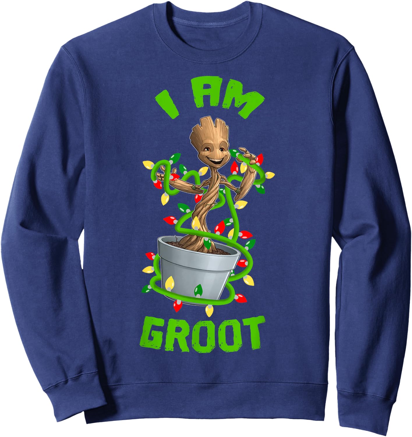 Marvel Christmas I Am Groot Cartoon Sweatshirt - Sweatshirt | Navy
