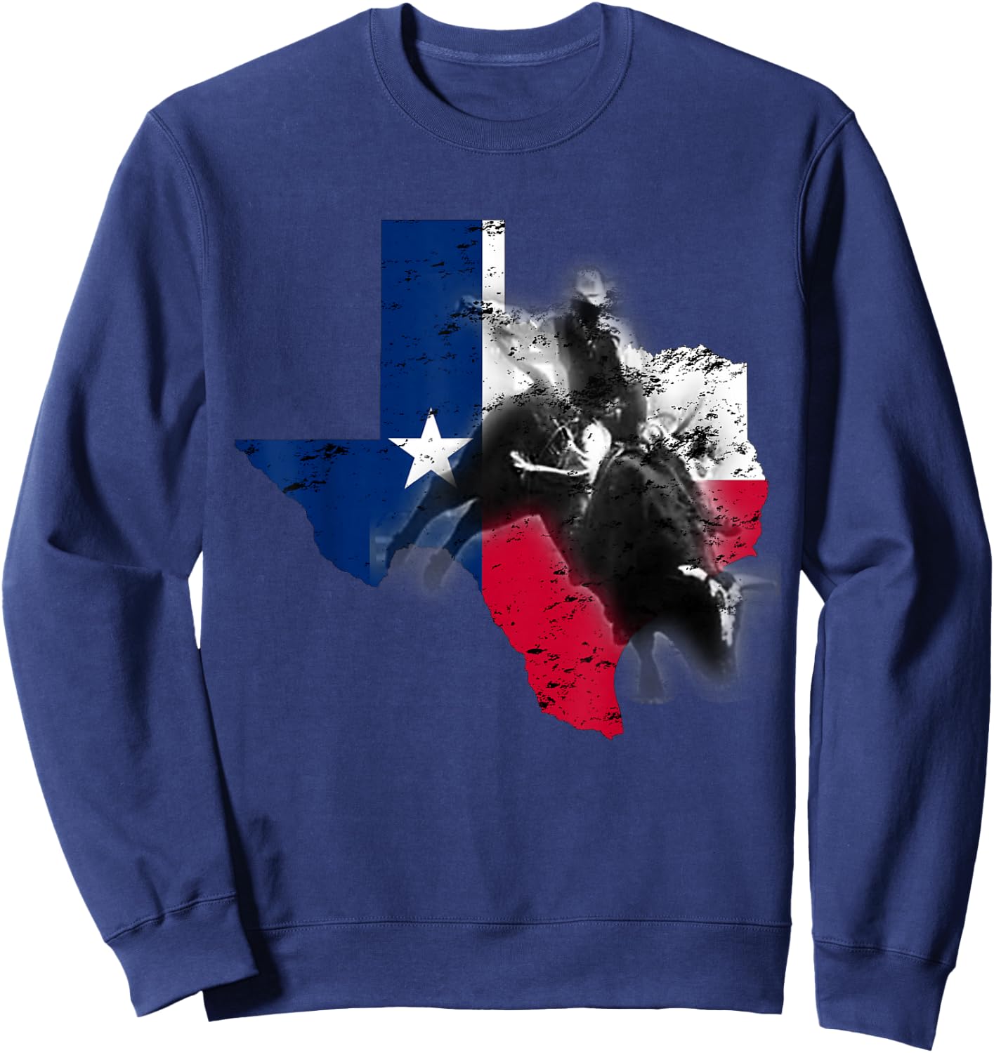 Bull-Riding Texas Ranch Rider Cowboy Texan Lone Star Sweatshirt - Sweatshirt | Navy