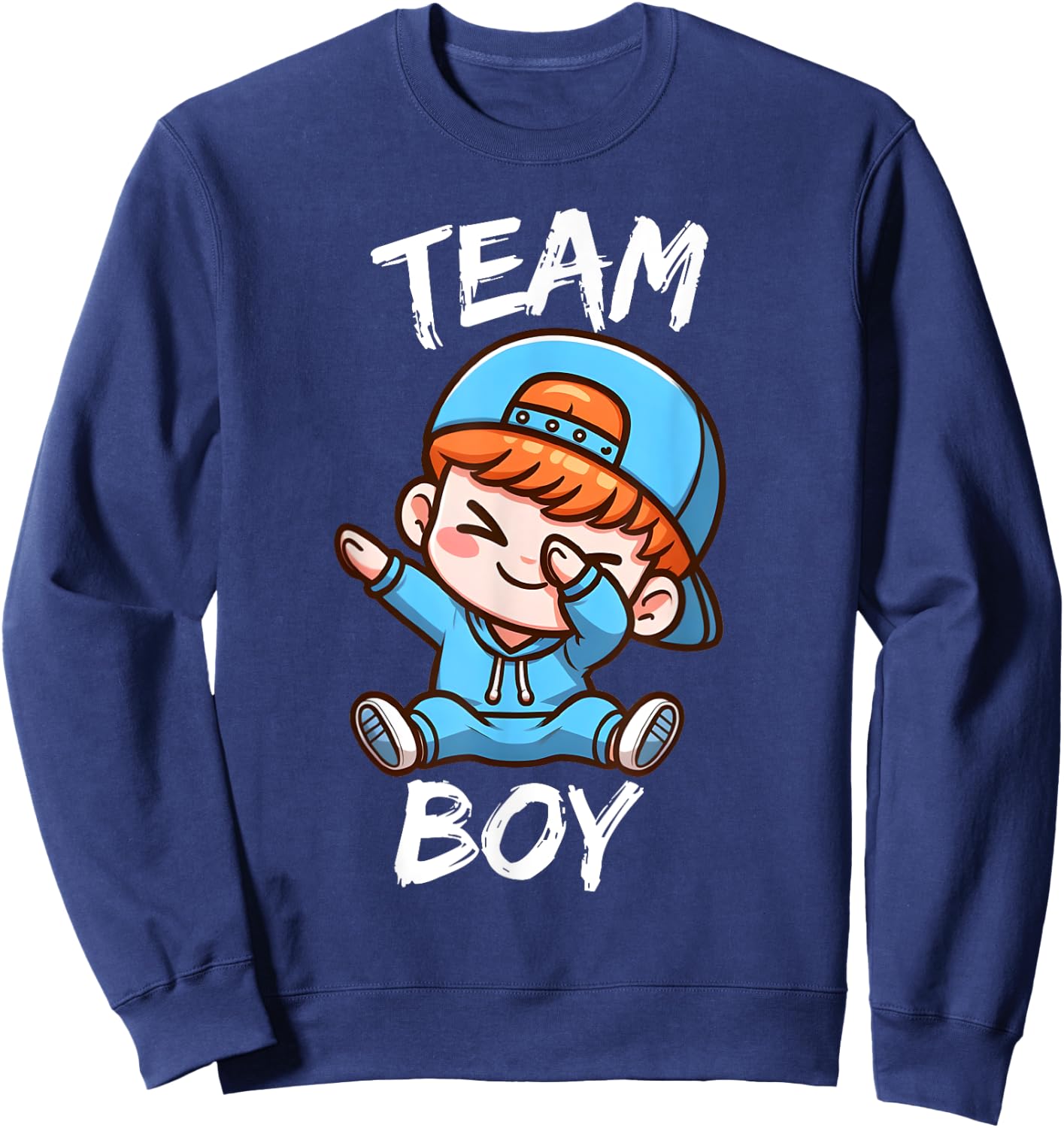 Gender Reveal Party Team Boy Red Hair Baby Announcement Sweatshirt - Sweatshirt | Navy