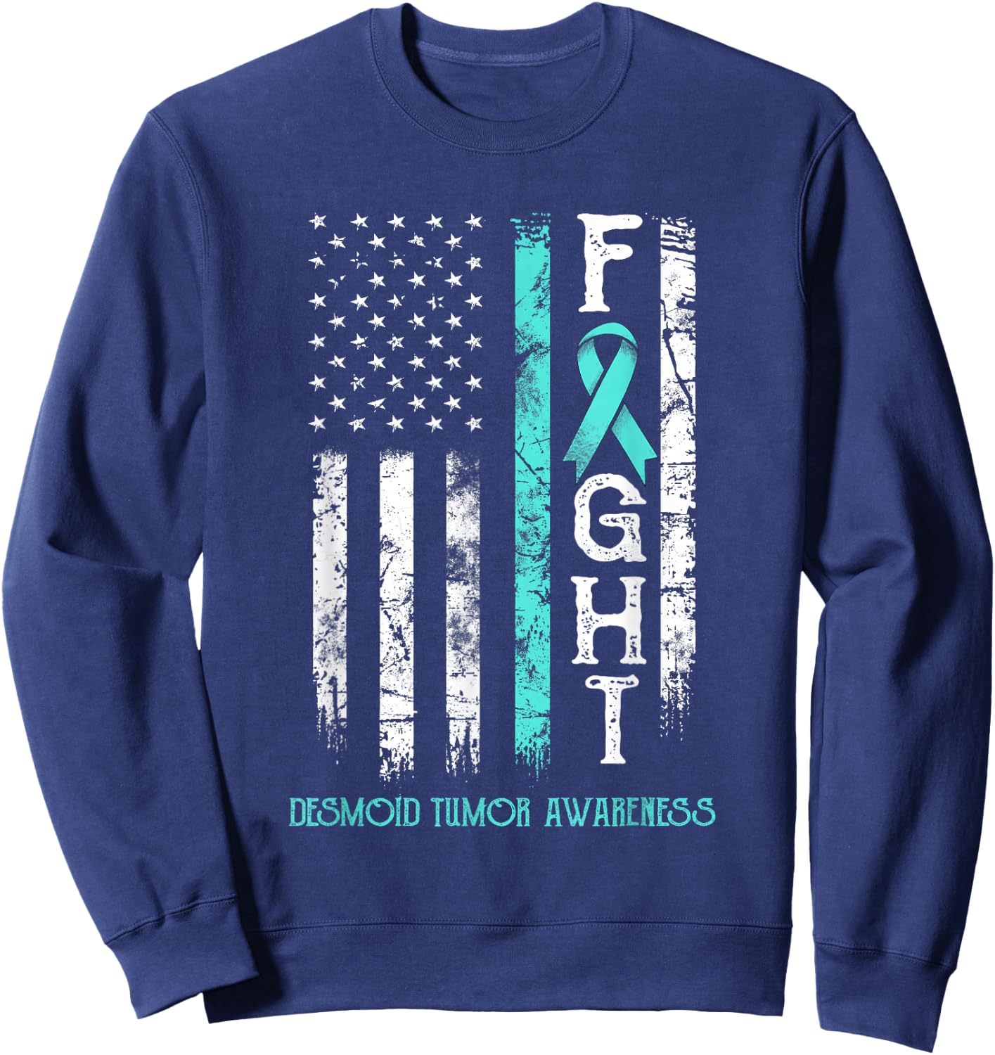 Desmoid Tumor Warrior US Flag Sweatshirt - Sweatshirt | Navy