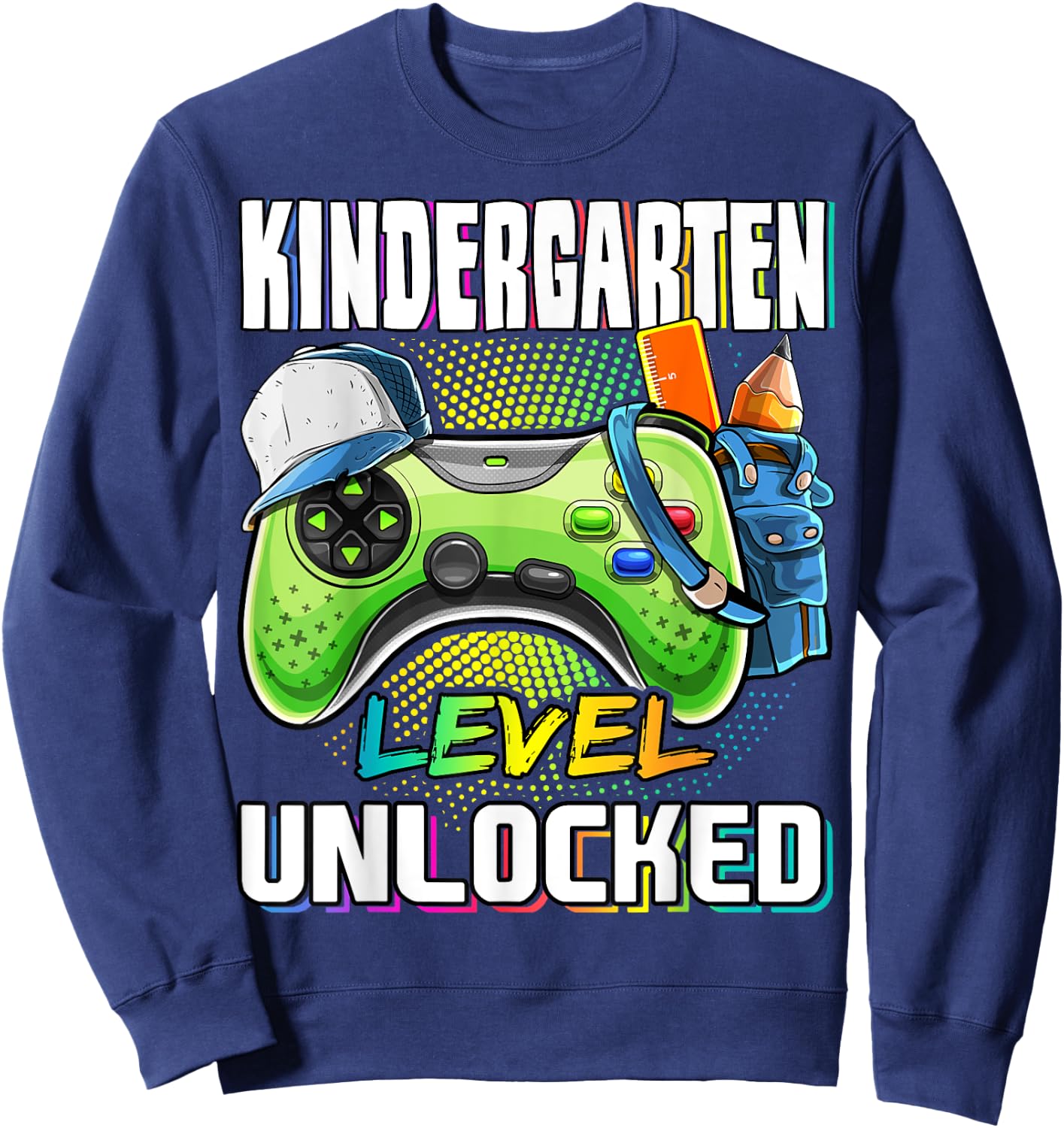 Kindergarten Level Unlocked Video Game Back to School Boys Sweatshirt - Sweatshirt | Navy