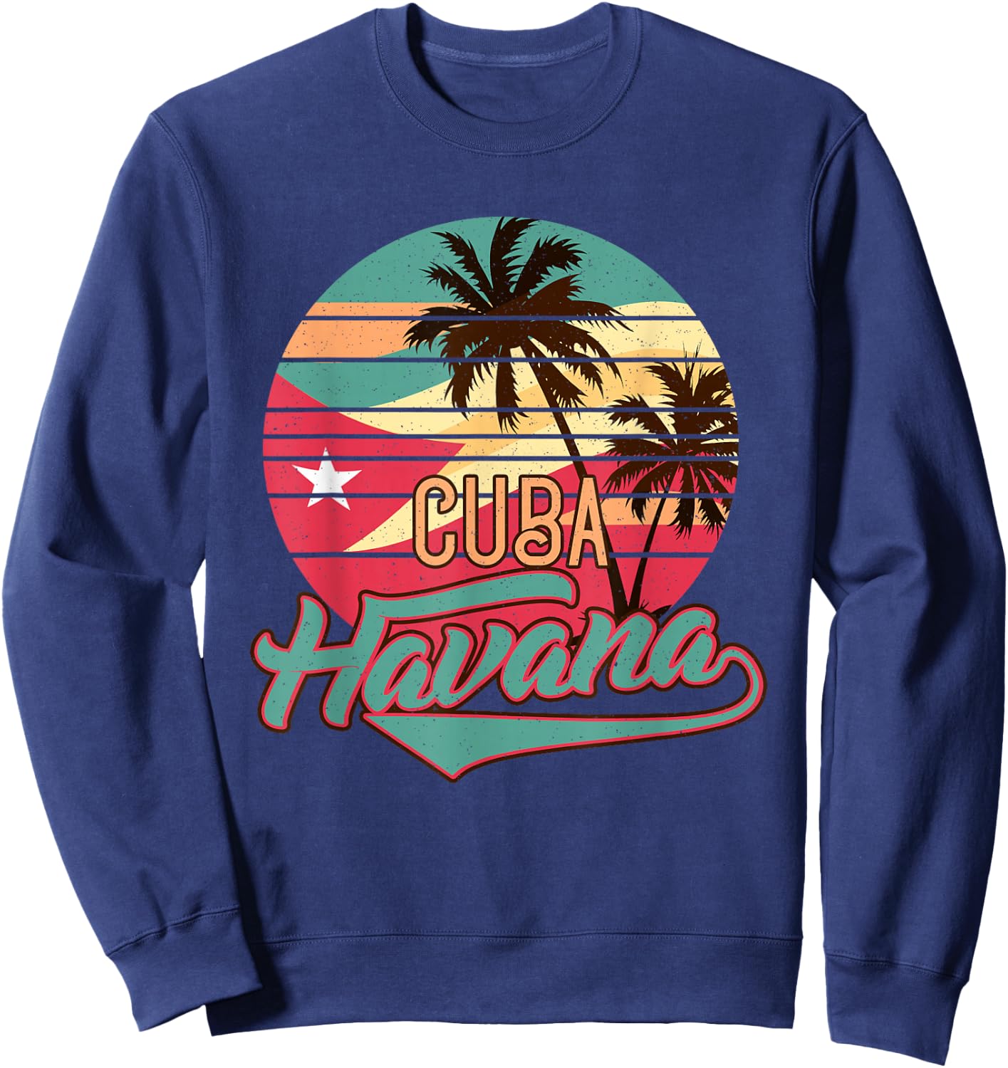 Retro Havana Cuba Vintage Caribbean Cuban Souvenir Small Sweatshirt - Sweatshirt | Navy