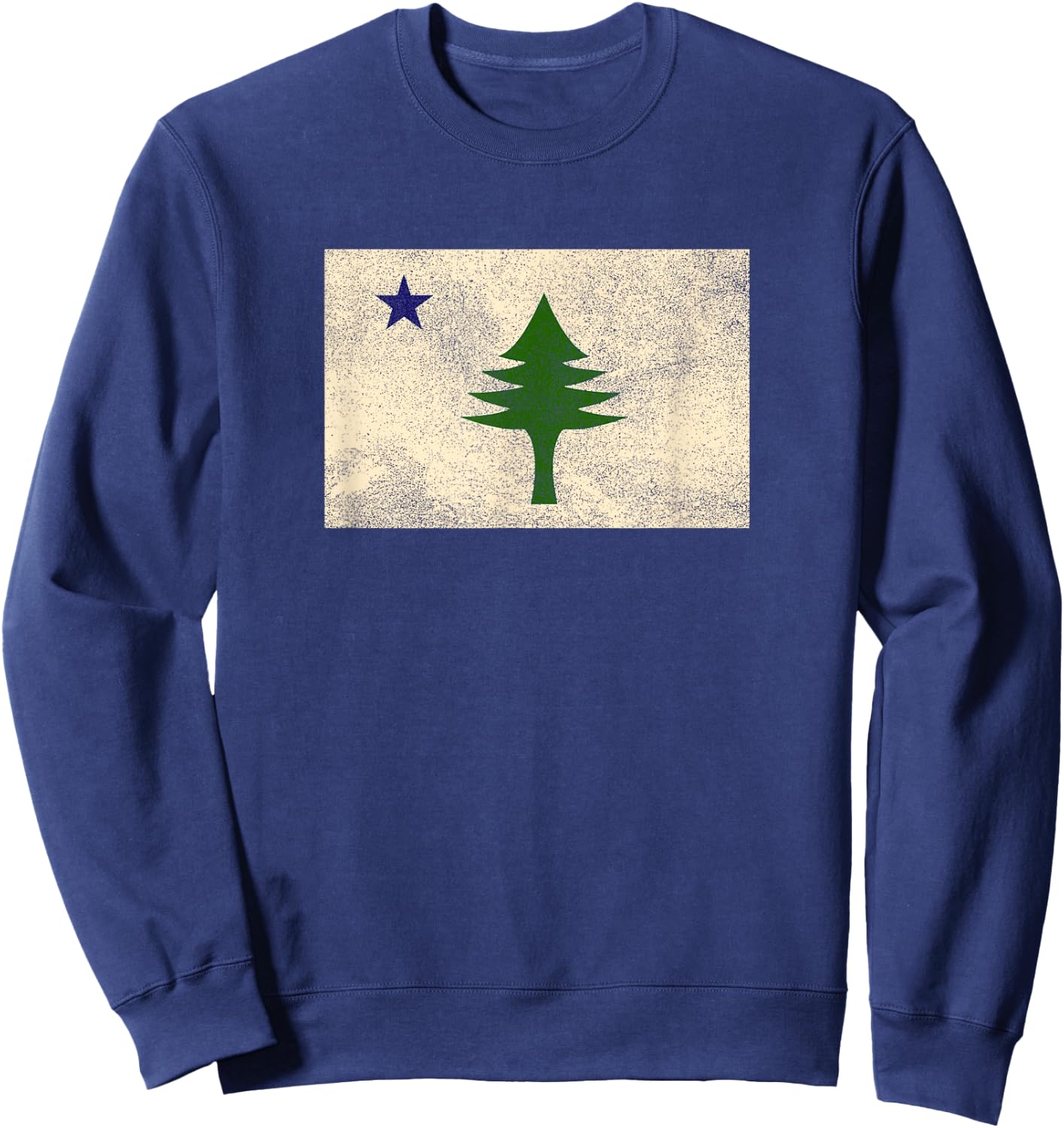 Old Maine State Flag Pine Tree 1901 Dirigo Vintage Retro Sweatshirt - Sweatshirt | Navy