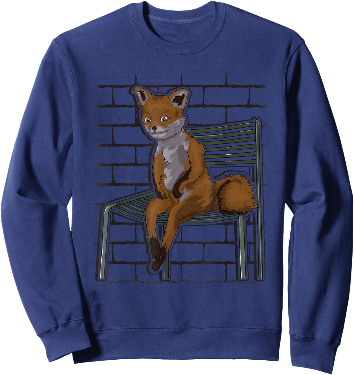 Awkward Sitting Fox Dank Meme Sweatshirt - Sweatshirt | Navy