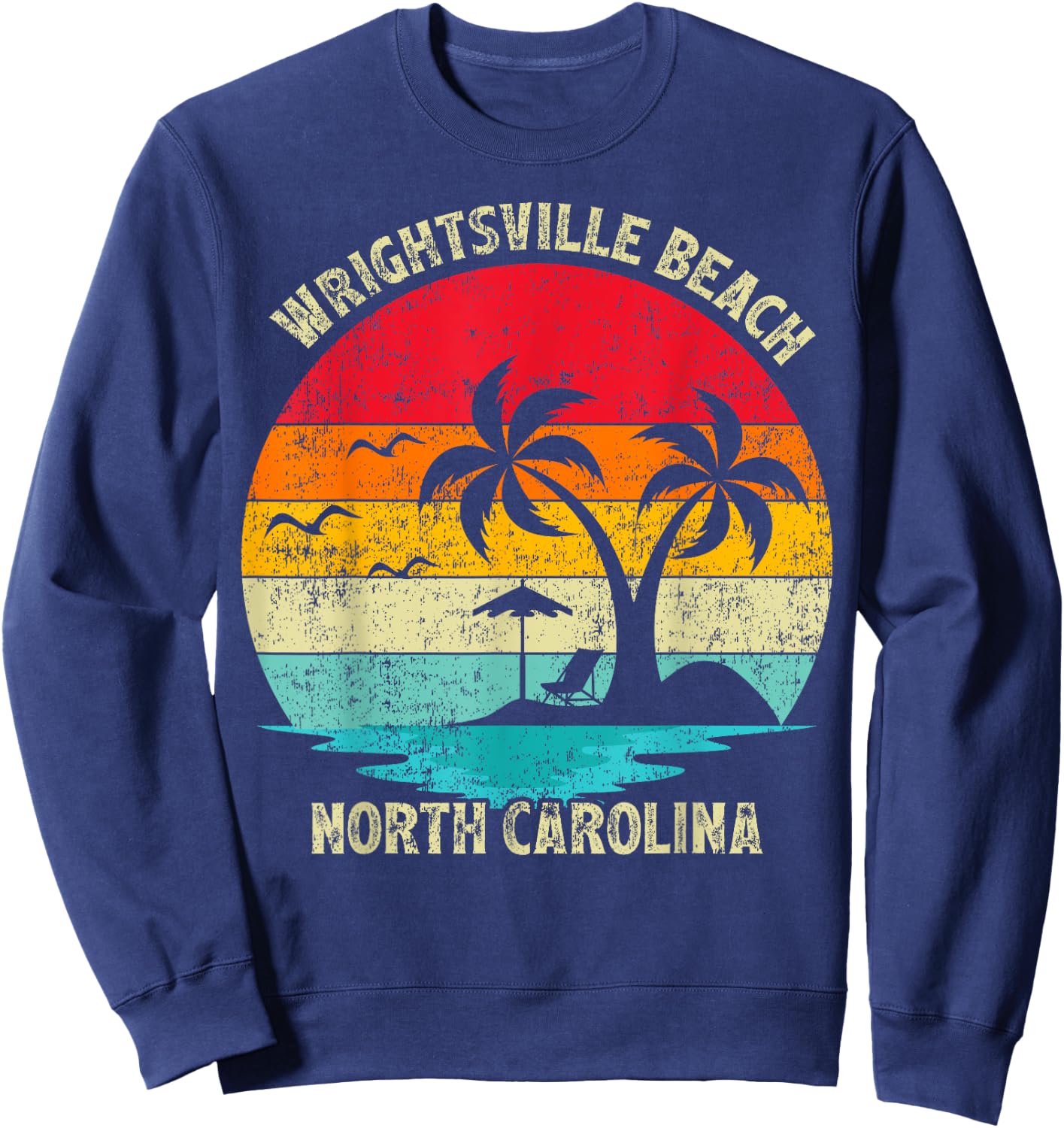 Vintage Summer Vacation North Carolina Wrightsville Beach Women Kids Sweatshirt - Sweatshirt | Navy