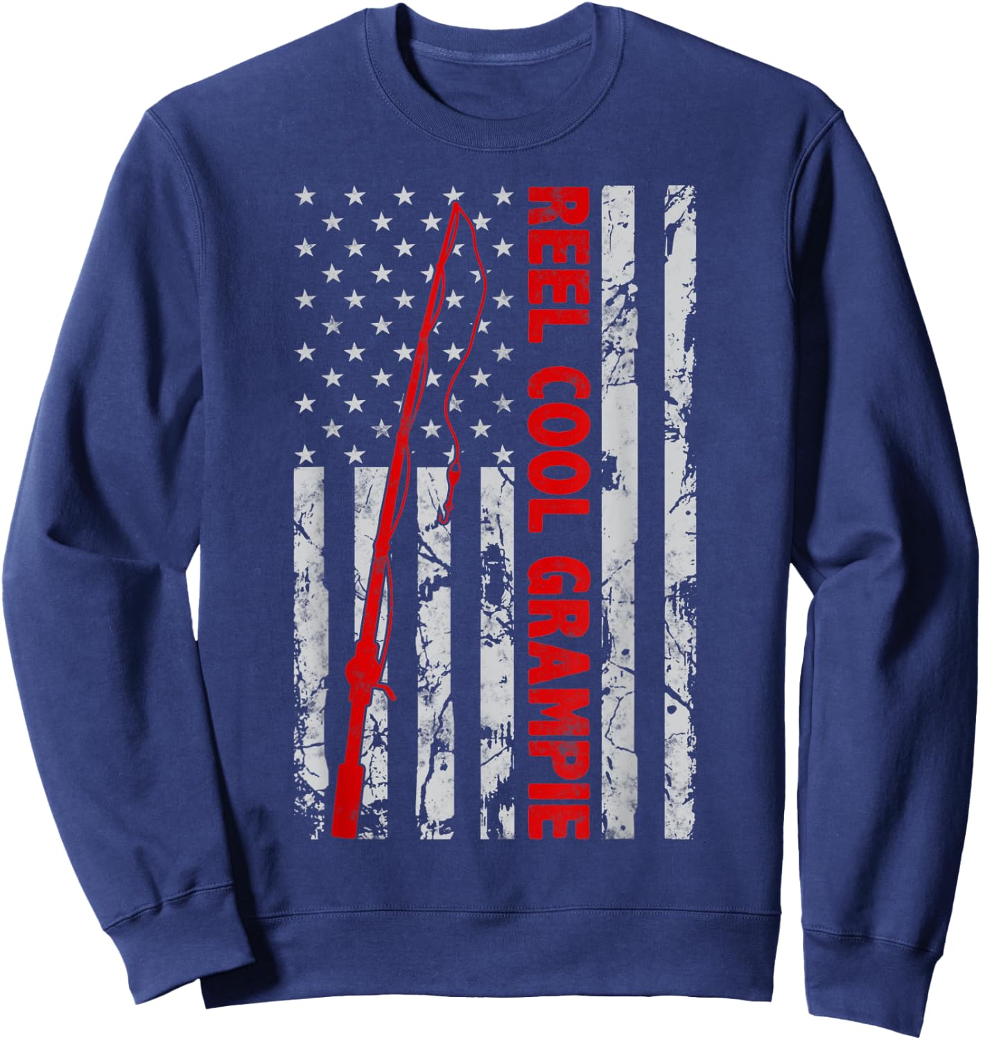 Reel Cool Grampie Fishing Father’s Day Flag gift Fisherman Sweatshirt - Sweatshirt | Navy