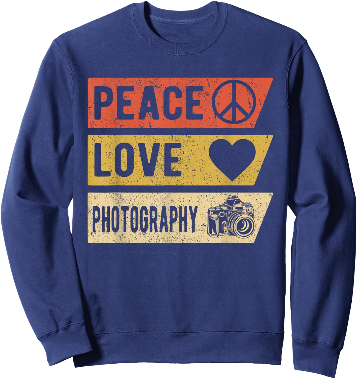 Vintage Peace Love Photography Gifts Sweatshirt - Sweatshirt | Navy