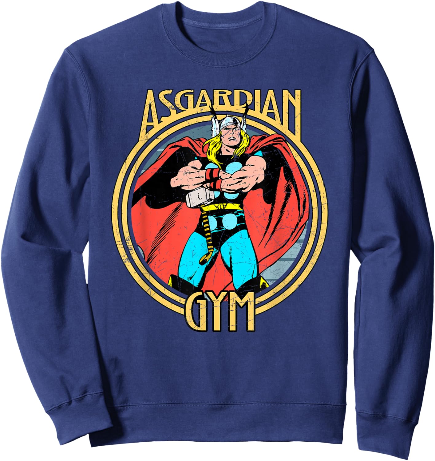 Marvel Thor Retro Comic Book Asgardian Gym Sweatshirt - Sweatshirt | Navy