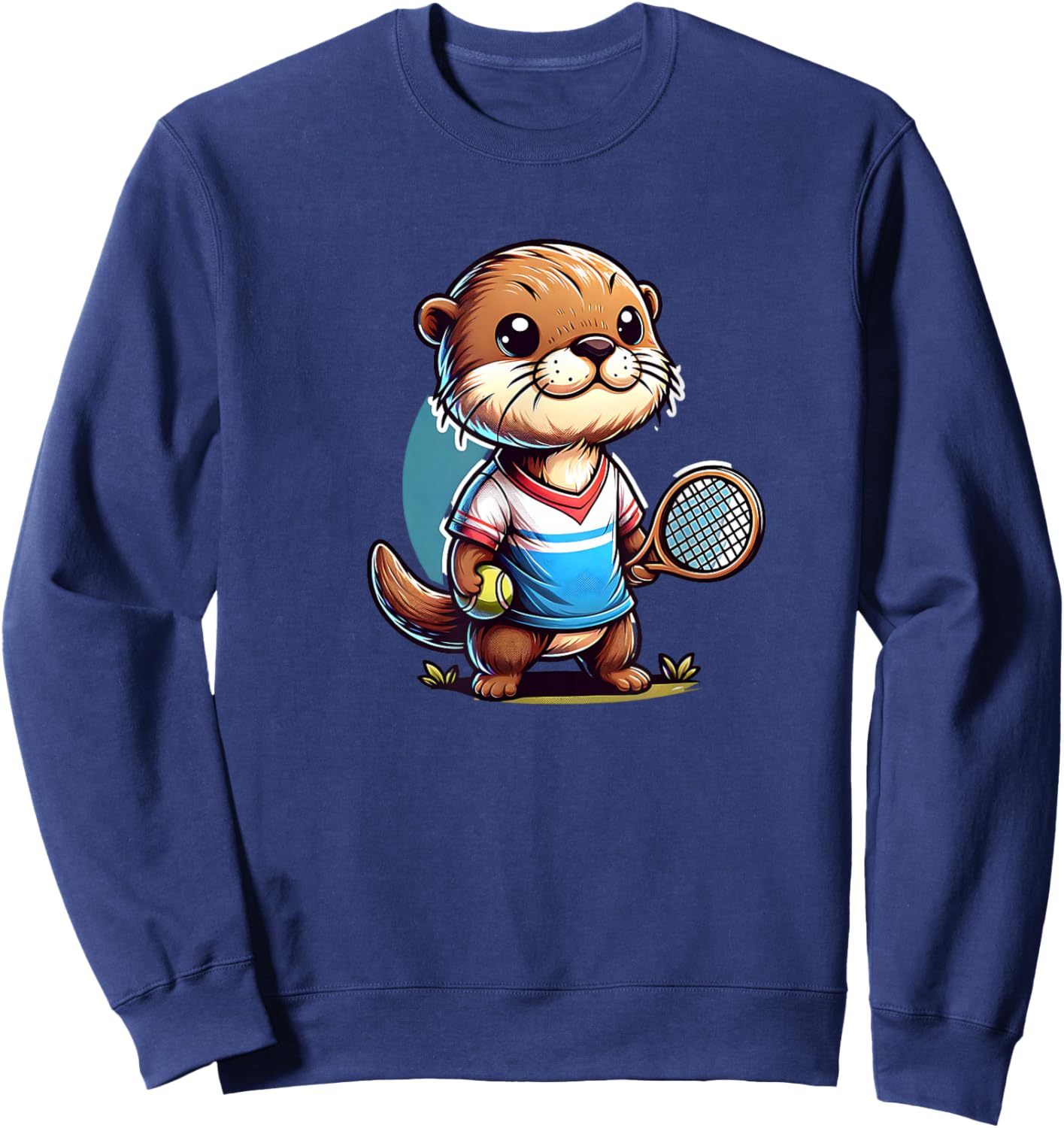 Otter Playing Tennis Tenniscourt Sweatshirt - Sweatshirt | Navy