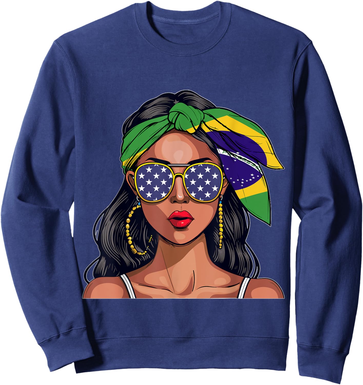 Brazilian Souvenirs Products Woman Flag American Brasil Sweatshirt - Sweatshirt | Navy