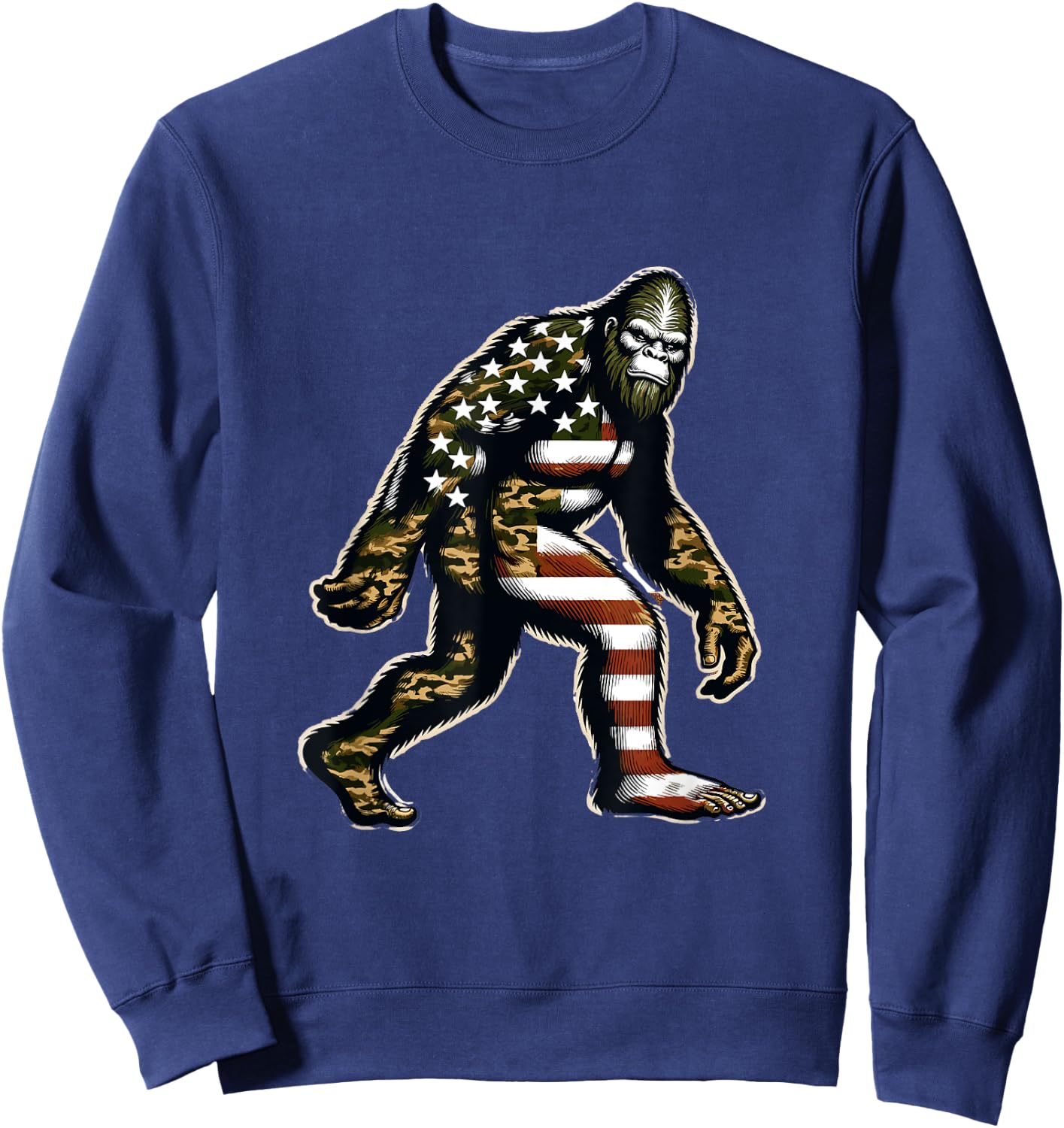 Bigfoot Patriotic Camo American Flag Usa Camouflage Usa Flag Women Kids Men Sweatshirt - Sweatshirt | Navy