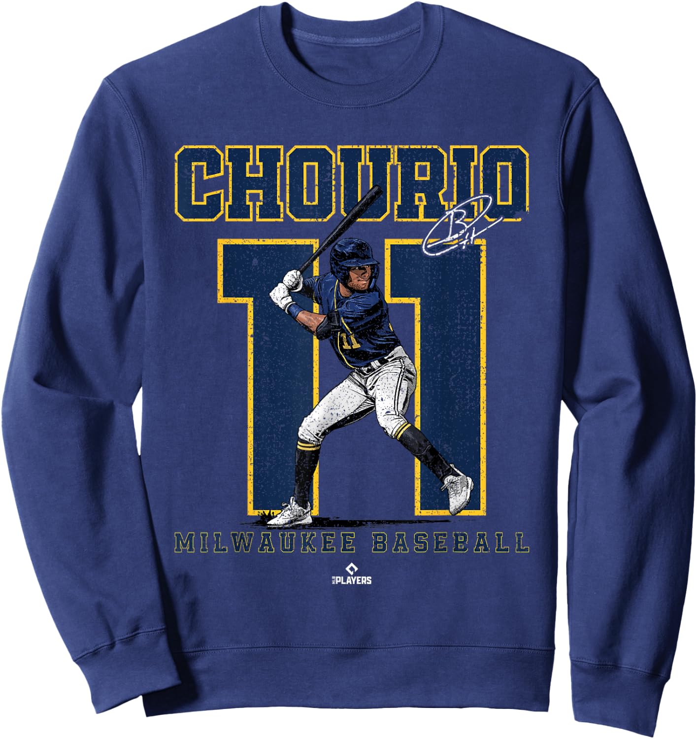 Number and Portrait Jackson Chourio Milwaukee MLBPA Sweatshirt - Sweatshirt | Navy