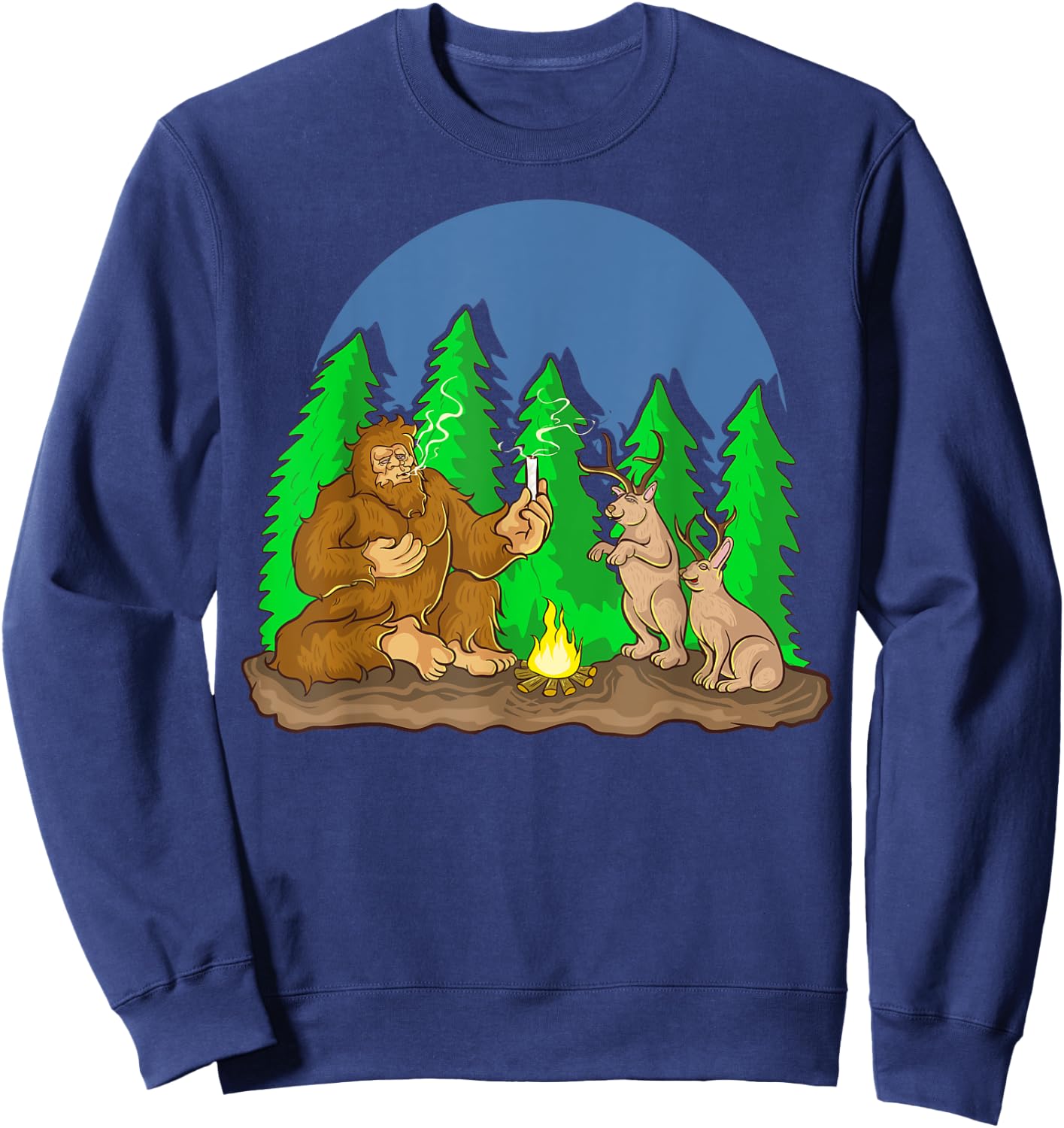 Pot Smoking Bigfoot Jackalope Cryptozoology Shirt Gift Sweatshirt - Sweatshirt | Navy