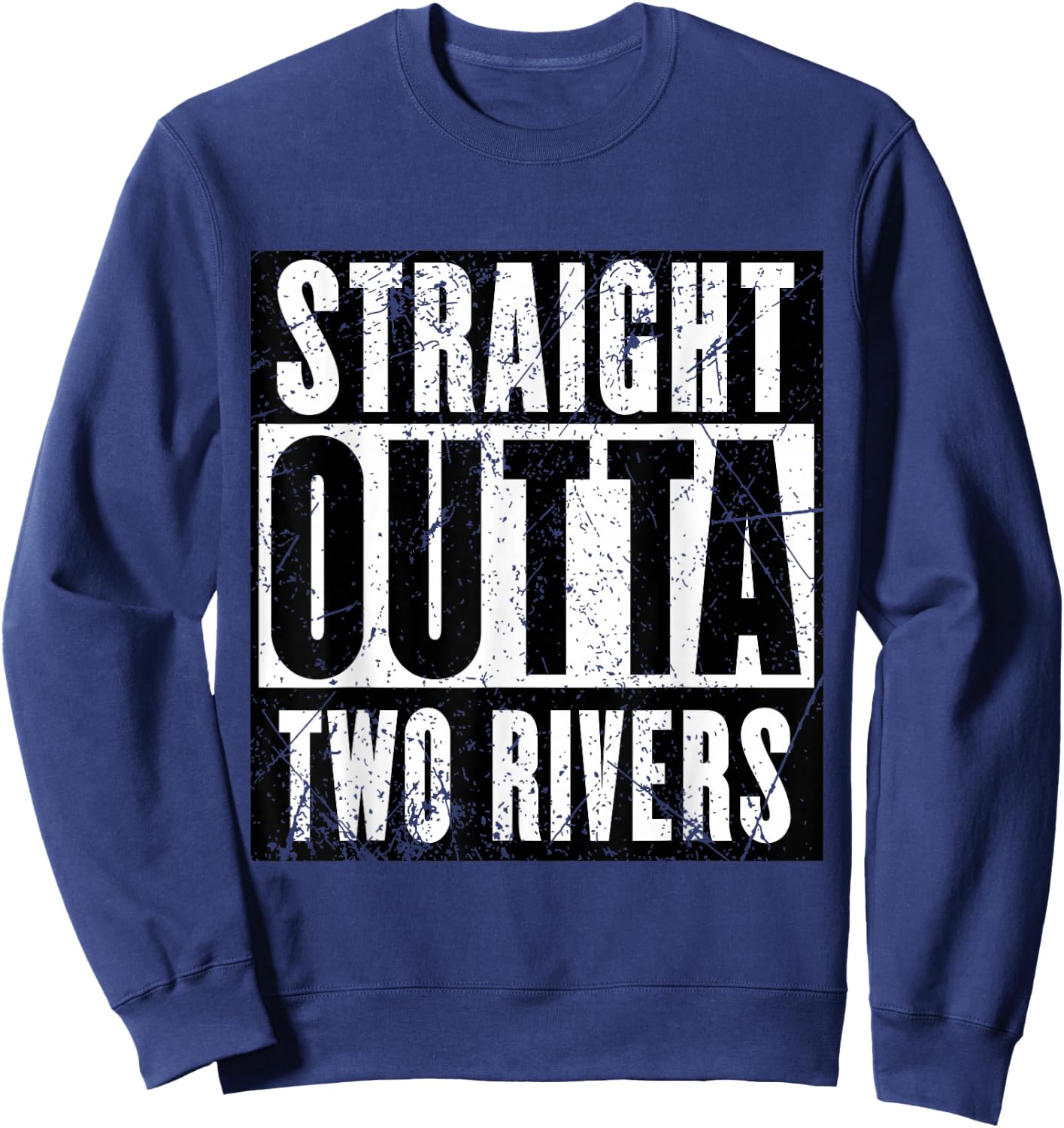 Red Sigil Wheel of Time Straight Outta Two Rivers Distressed Black Small Sweatshirt - Sweatshirt | Navy