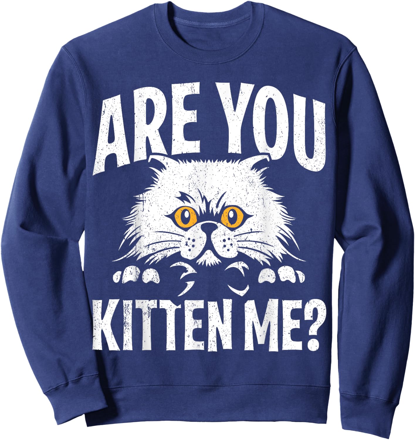 Funny Cat Design Are You Kitten Me Cats Wordplay Sweatshirt - Sweatshirt | Navy