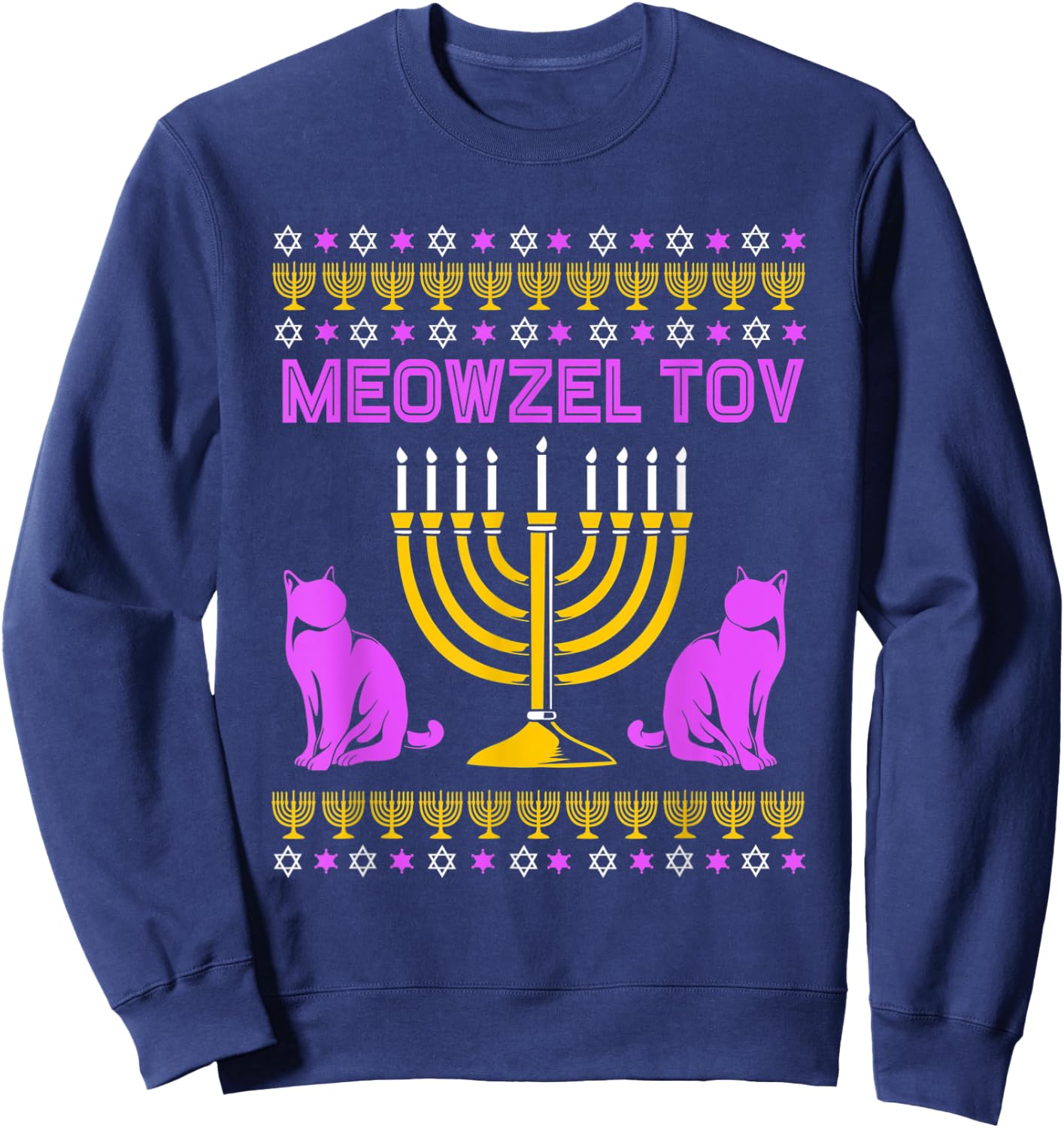 Hanukkah Cat Menorahs For Chanukah Meowzel Tov Sweatshirt - Sweatshirt | Navy