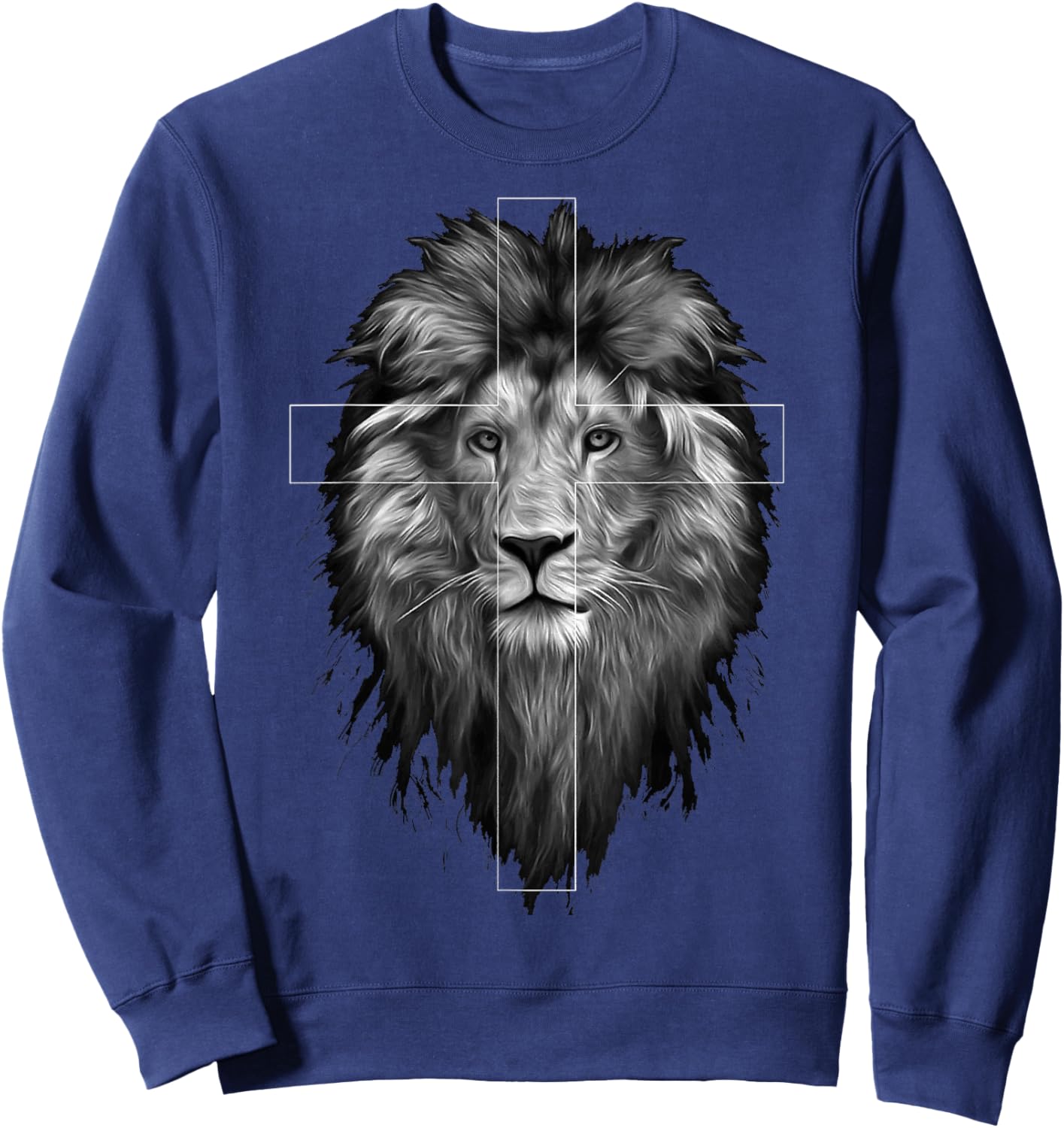 Jesus Lion of Judah | Christian Jesus Sweatshirt - Sweatshirt | Navy