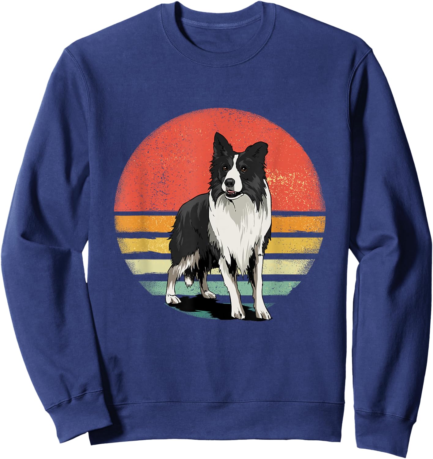 Border Collie Shirt Retro Border Collie Dog Pet Collie Lover Sweatshirt - Sweatshirt | Navy