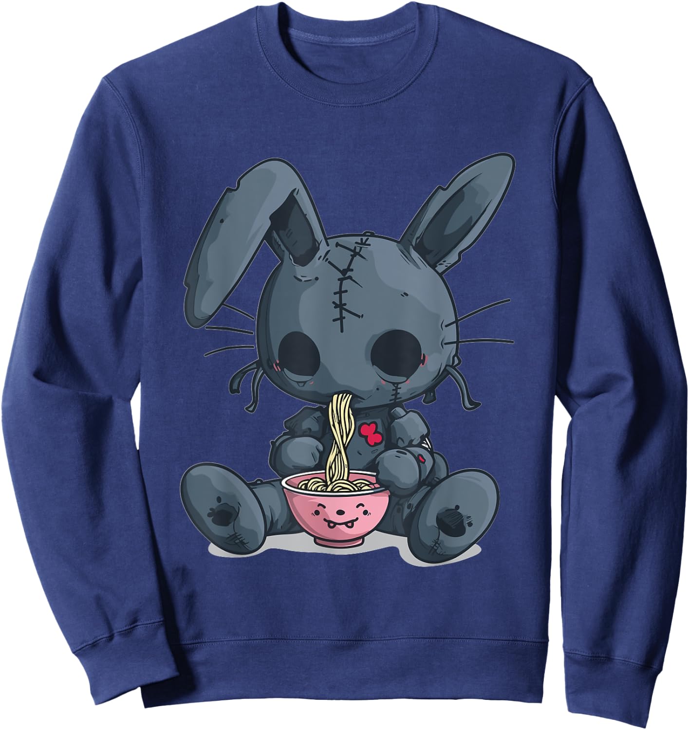 Goth Pastel Creepy Kawaii Rabbit Bunny Voodoo Doll Ramen Sweatshirt - Sweatshirt | Navy