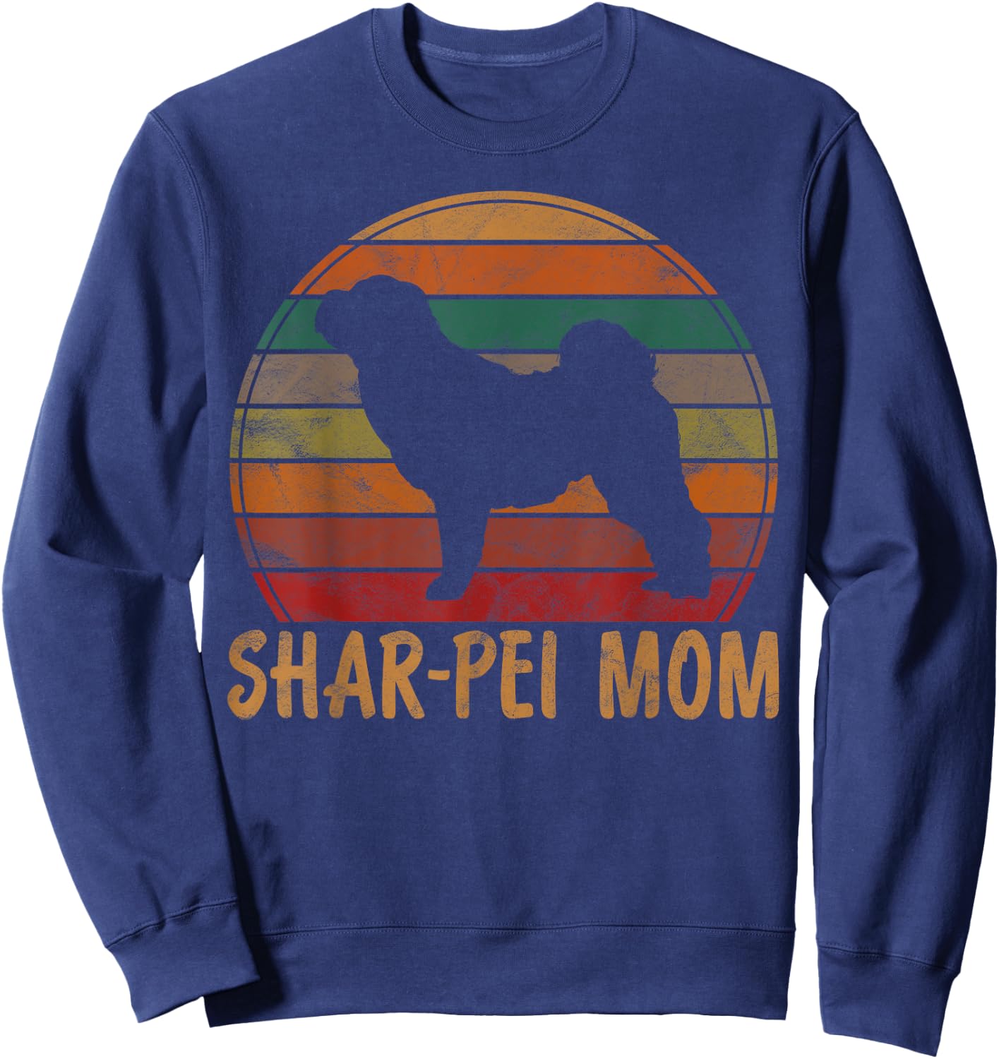 Retro Shar-Pei Mom Gift Sharpei Dog Owner Mother Pet Mama Women Girls Kids Sweatshirt - Sweatshirt | Navy