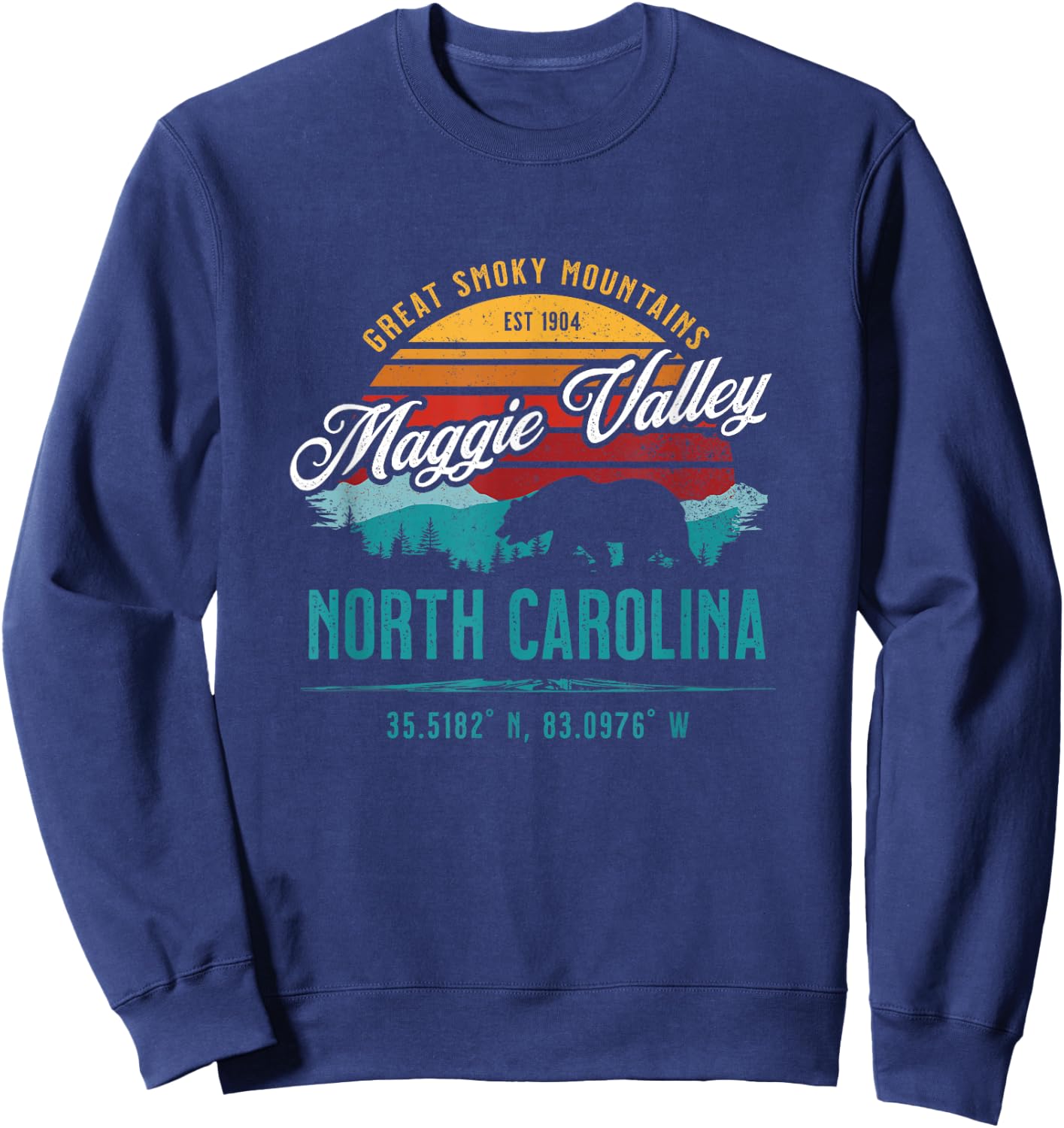 Maggie Valley North Carolina USA Retro Great Smoky Mountains Sweatshirt - Sweatshirt | Navy