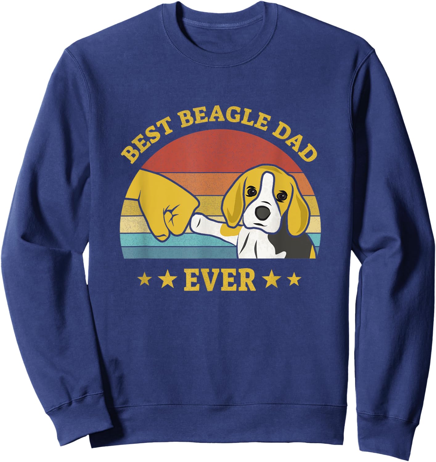 Cute Best Beagle Dad Ever Vintage Puppy Lover Retro Design Sweatshirt - Sweatshirt | Navy
