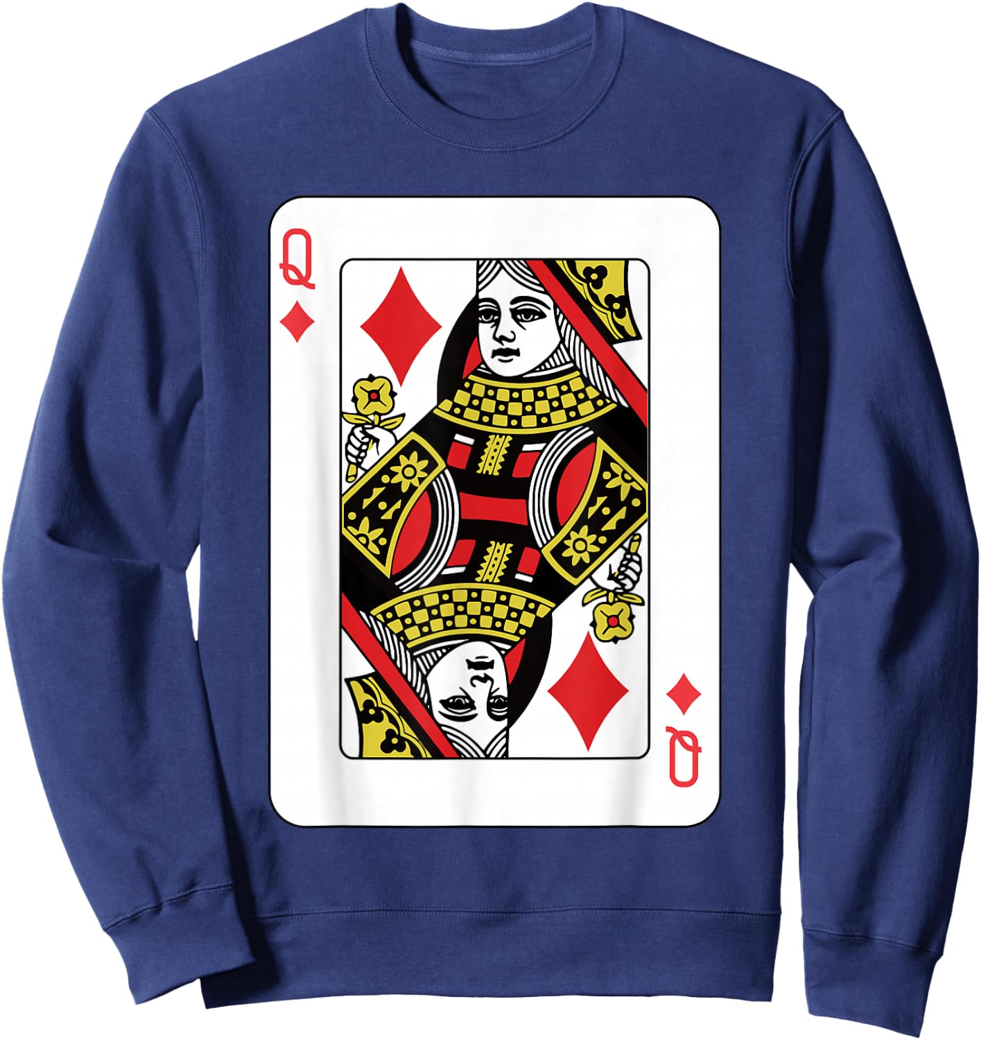 Queen of Diamonds Playing Card Poker Sweatshirt - Sweatshirt | Navy