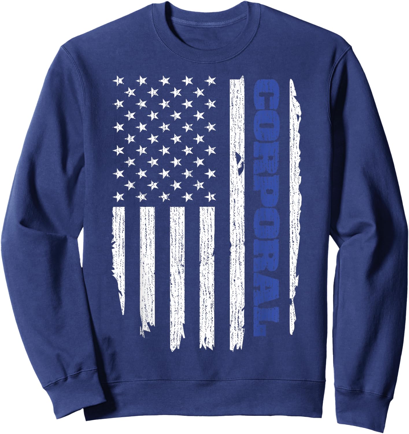 Police Corporal American Flag USA Thin Blue Sweatshirt - Sweatshirt | Navy