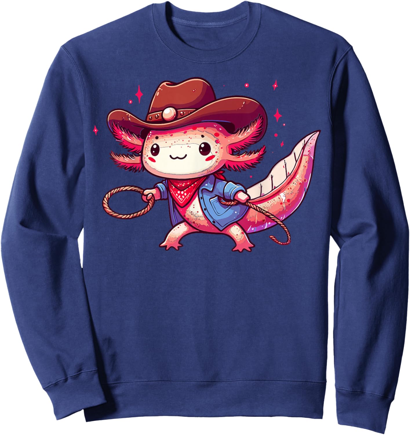 Western Rodeo Cowboy Hat Axolotl Texas Animals Sweatshirt - Sweatshirt | Navy