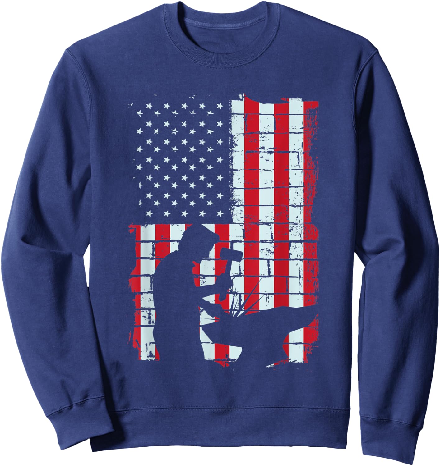 American Flag Blacksmith Gift | Metalsmith Farrier Craftsman Sweatshirt - Sweatshirt | Navy