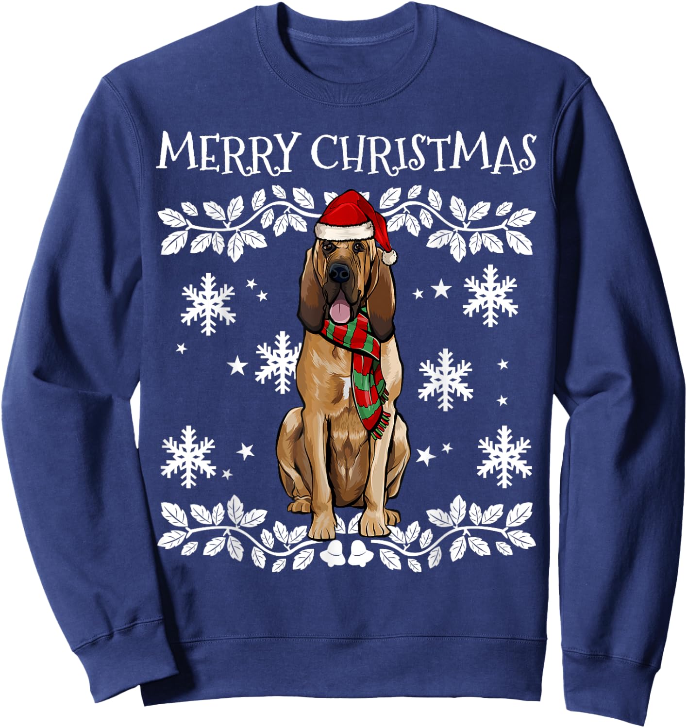Merry Christmas Ornament Bloodhound Xmas Santa Sweatshirt - Sweatshirt | Navy