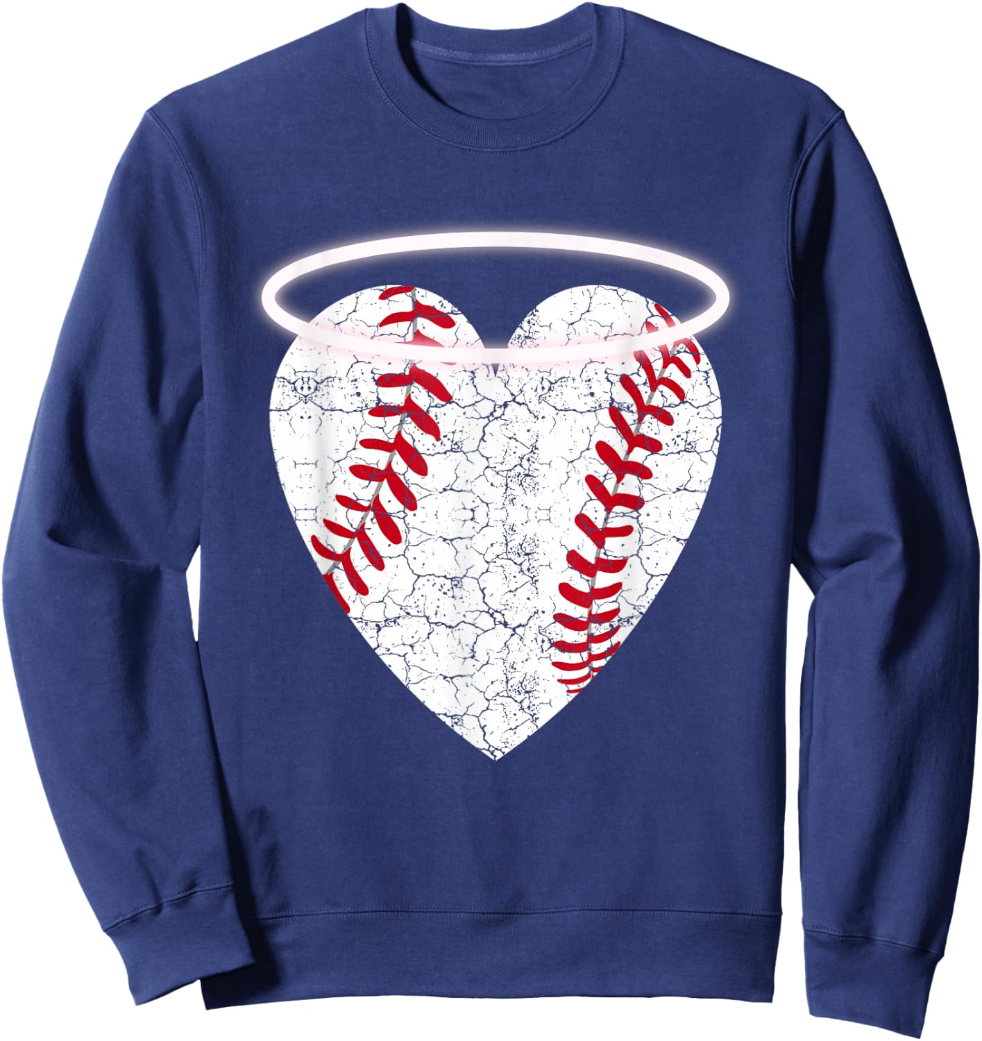 Vintage Angel Baseball Heart with Halo Sweatshirt - Sweatshirt | Navy