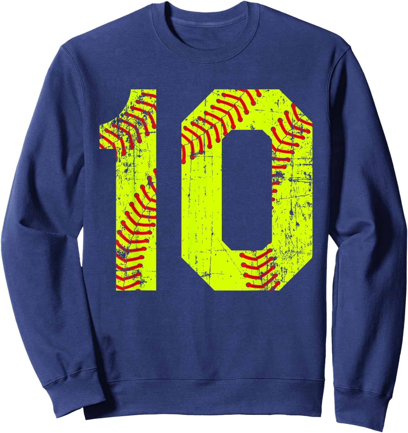 Vintage Softball 10 Jersey Number Sweatshirt - Sweatshirt | Navy