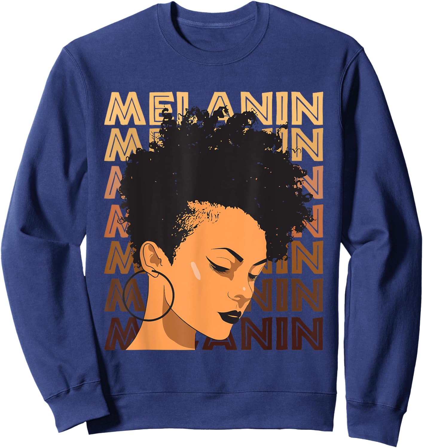Black Strong Girl Afro Love Melanin African American Women Sweatshirt - Sweatshirt | Navy