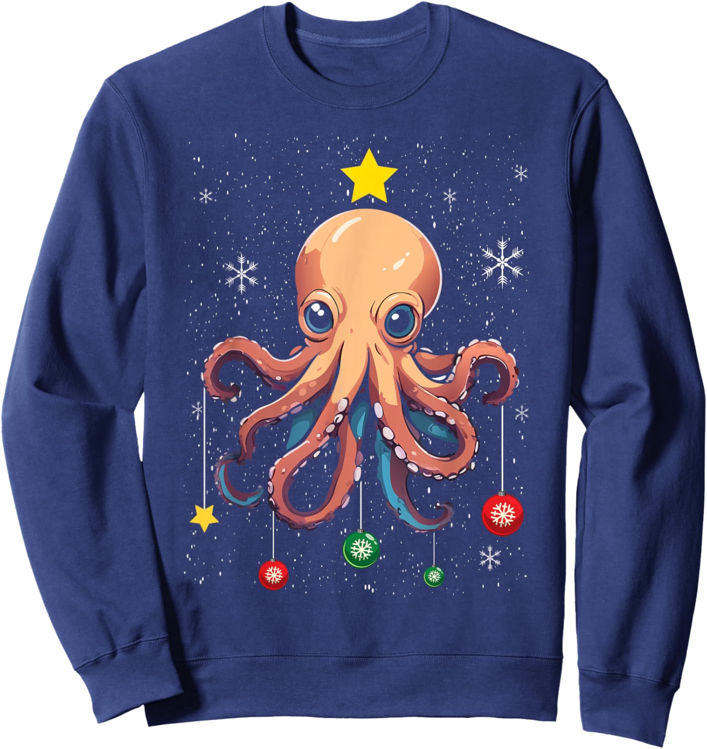 Octopus Christmas Tree Christmas Pajama Cute Animal X-Mas Sweatshirt - Sweatshirt | Navy